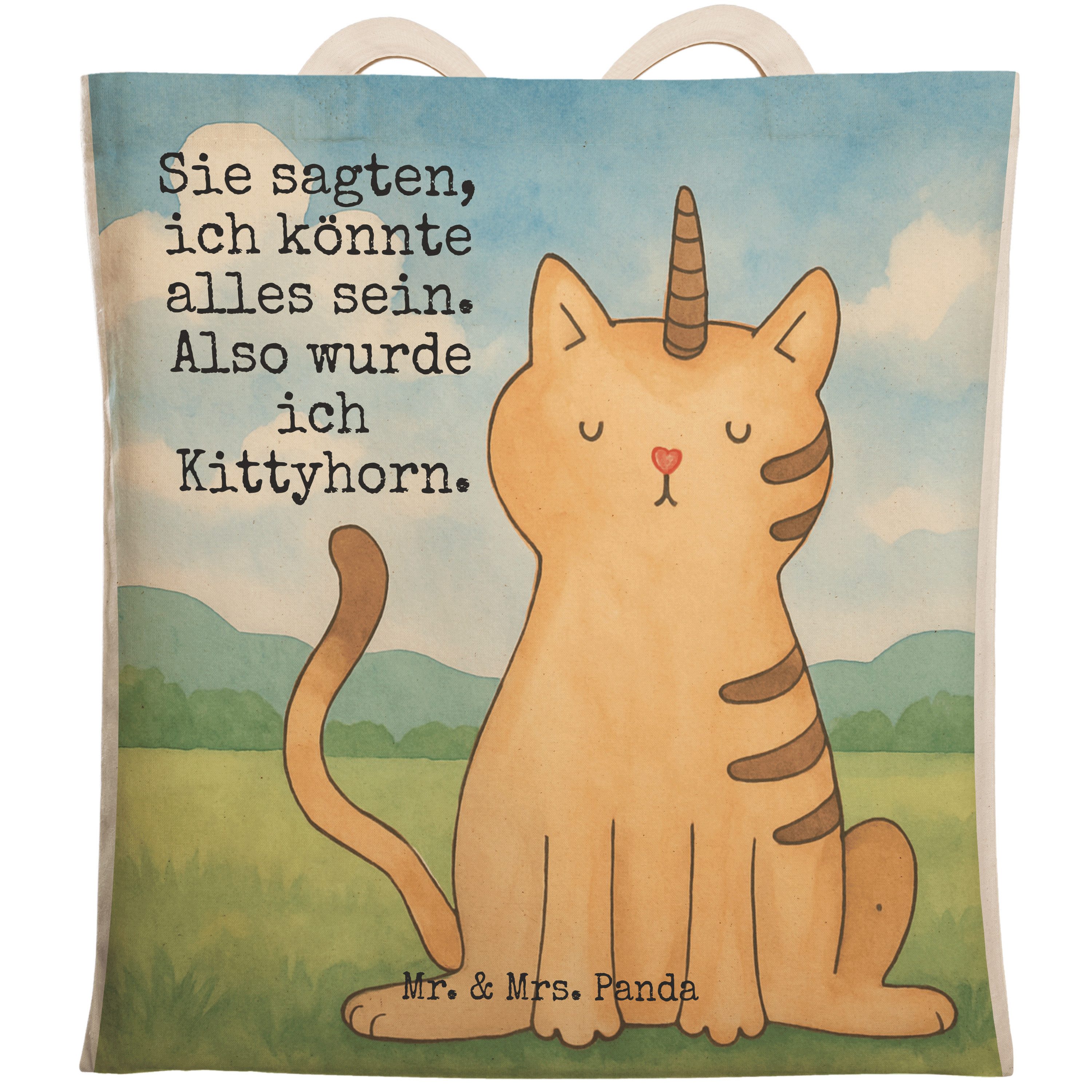 Tragetasche Einhorn Katze Design, Beutel, Weiß, Mieze, Regenbogen, Glitzer, Unico
