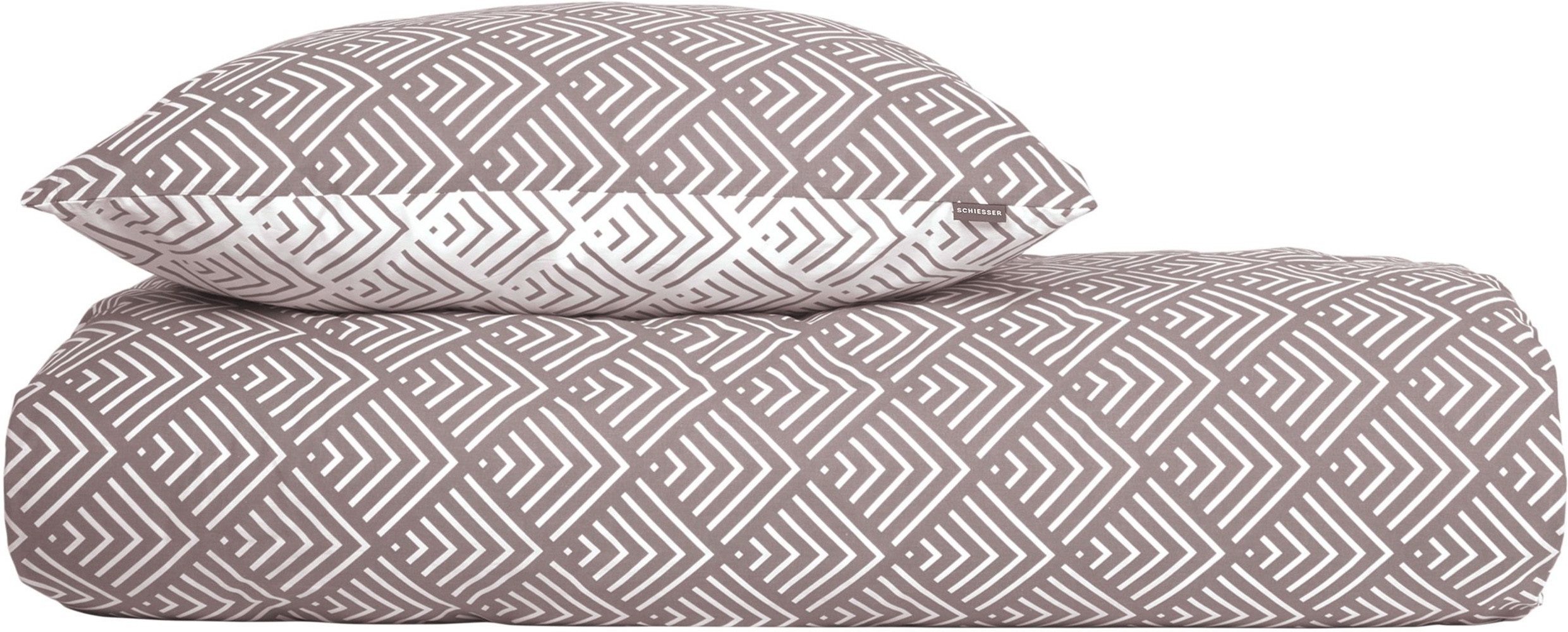 Schiesser Bettwäsche Mabel aus weicher Baumwolle mit abstraktem Muster, Renforcé, 2 teilig, OEKO-TEX® MADE IN GREEN