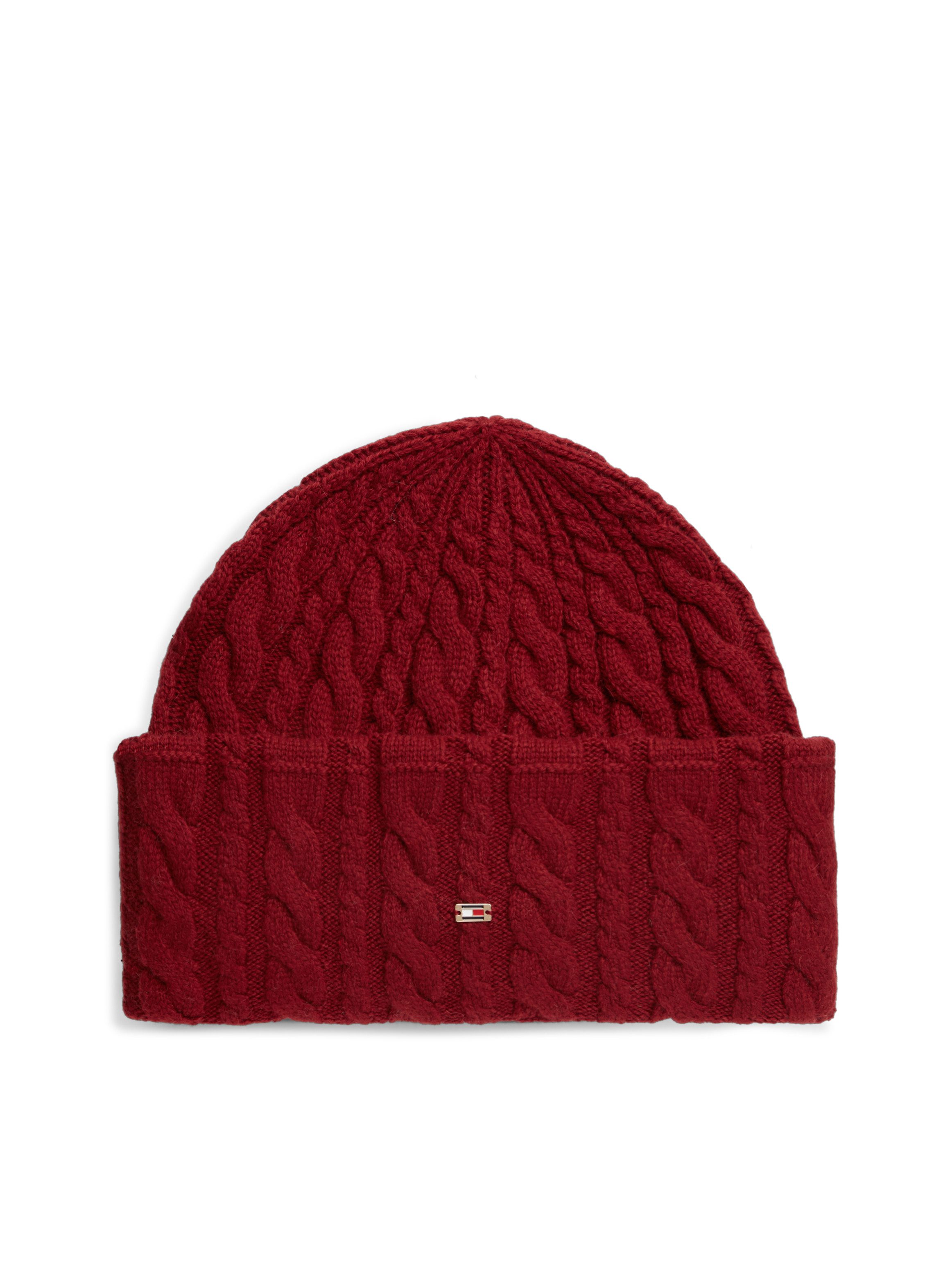 Tommy Hilfiger Beanie ENAMEL FLAG CABLE mit Alpakawolle und Zopfmuster