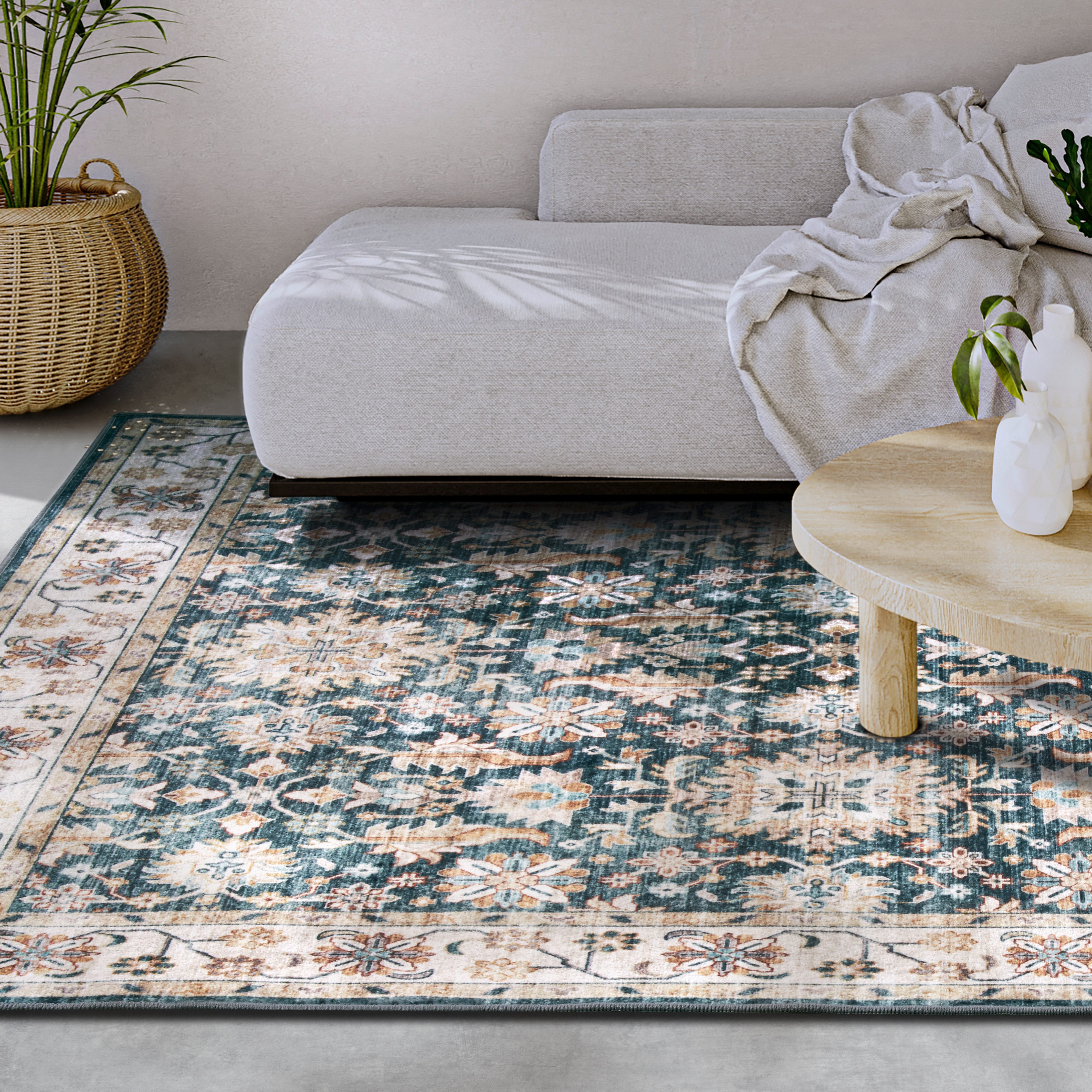 ELLE DECORATION Teppich Saveh, rechteckig, Höhe: 5 mm, Kurzflor, Anti Rutsch, Vintage, Klassisch, Wohnzimmer, Flur