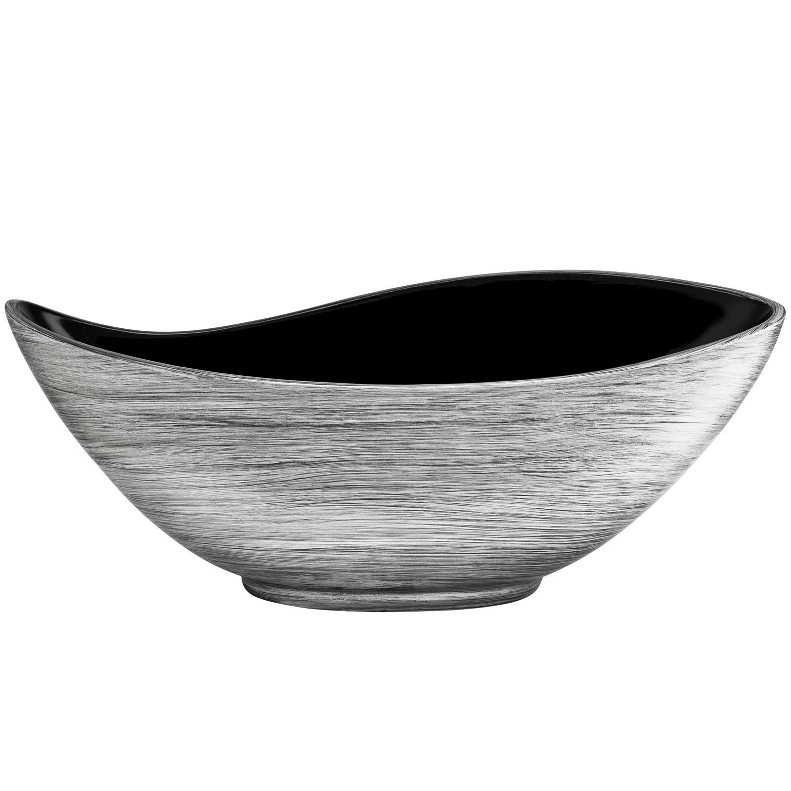 VIVANNO Pflanzschale Fiberglas MONDANA Schale - Silber Hochglanz Mit Muster (1 St), 39x20x16 cm