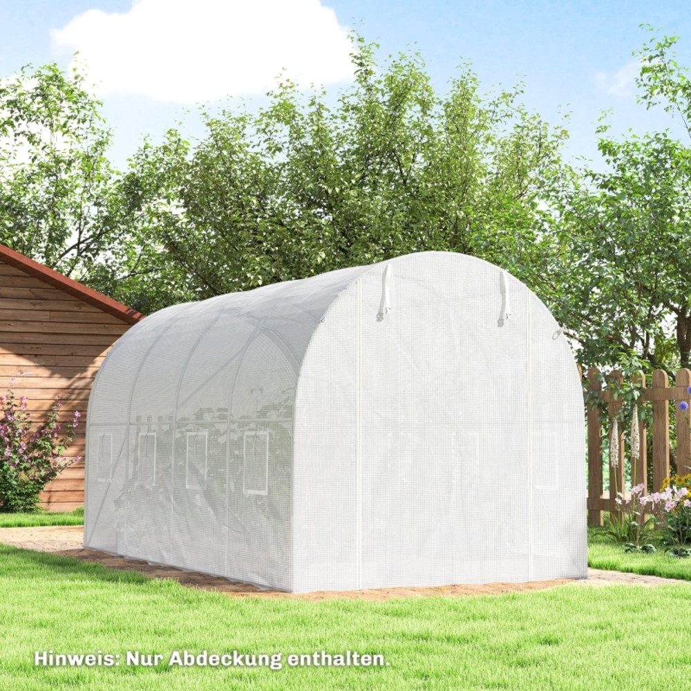 CHICFURN Foliengewächshaus Gewächshausfolie 4 x 2 m mit Tür und 8 Fenstern, BxTxH: 200 x 400 x 200 cm, Packung, Aus Polyethylen mit UV-Schutz für den Gartenbereich, Weiße Ersatzfolie – nur Folie, ohne Rahmen