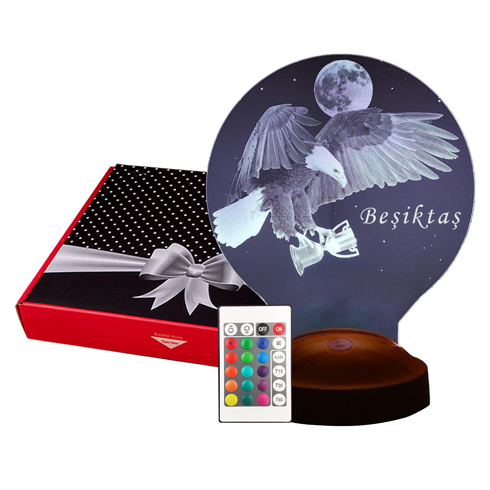 Geschenkelampe LED Nachttischlampe Besiktas Fanartikel 3D Gravur Illusion N günstig online kaufen