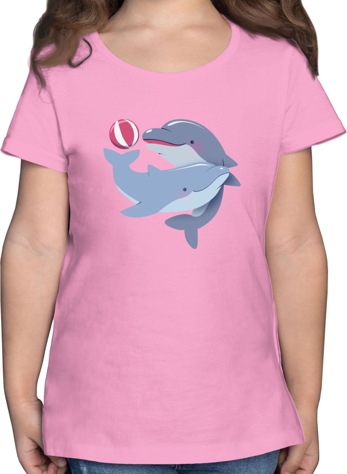 Shirtracer T-Shirt Delfine Tiermotiv Animal Print 2 Rosa