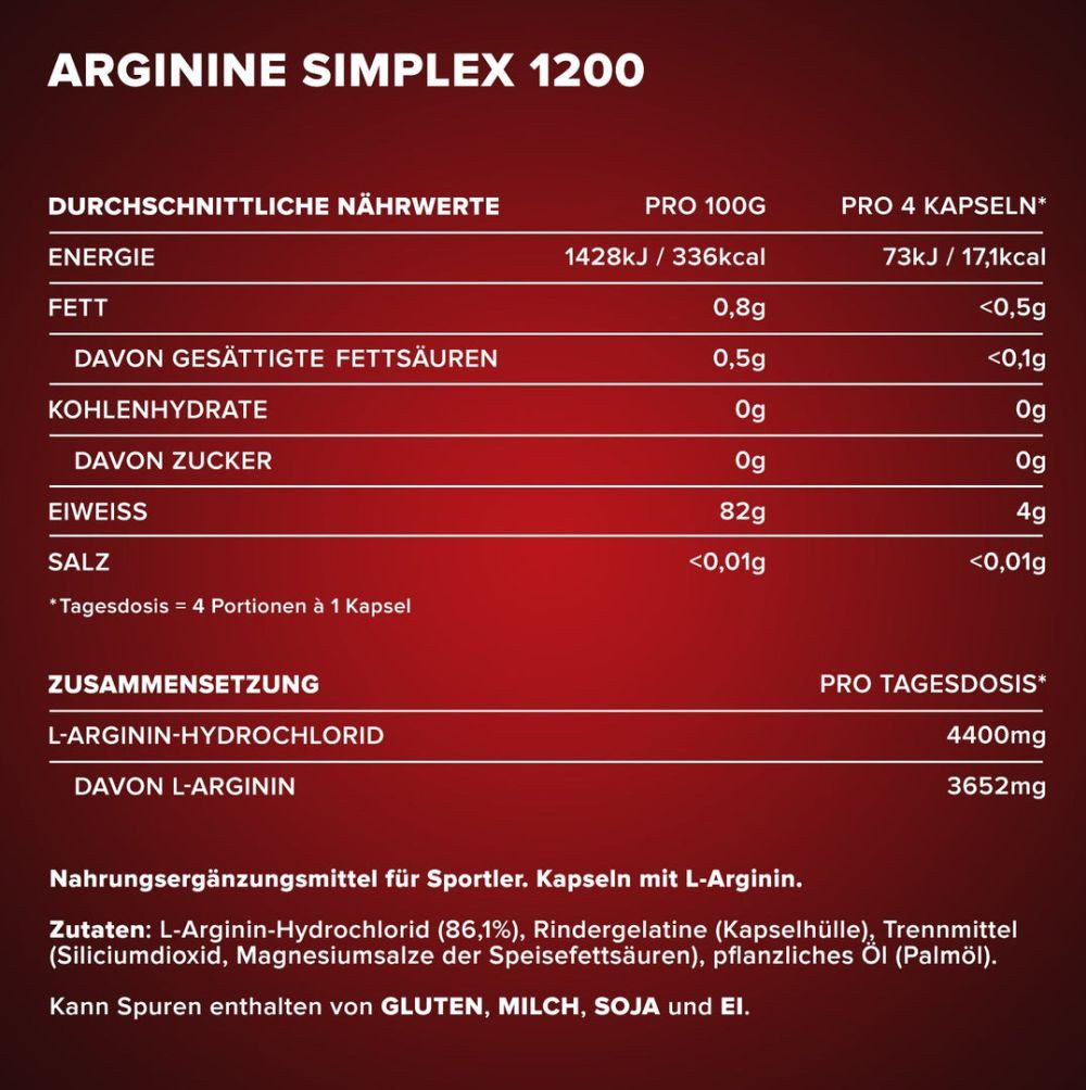 Ironmaxx IronMaxx Arginine Simplex 1200 – 260 Kapseln