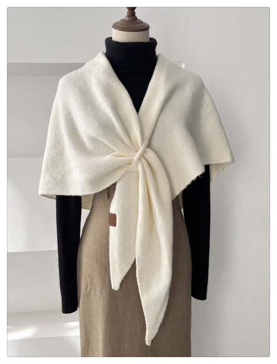 trends for living Dreieckstuch Dreieckiger Damenschal aus Kunstkaschmir – gestrickter Dreiecksschal, 185*75cm