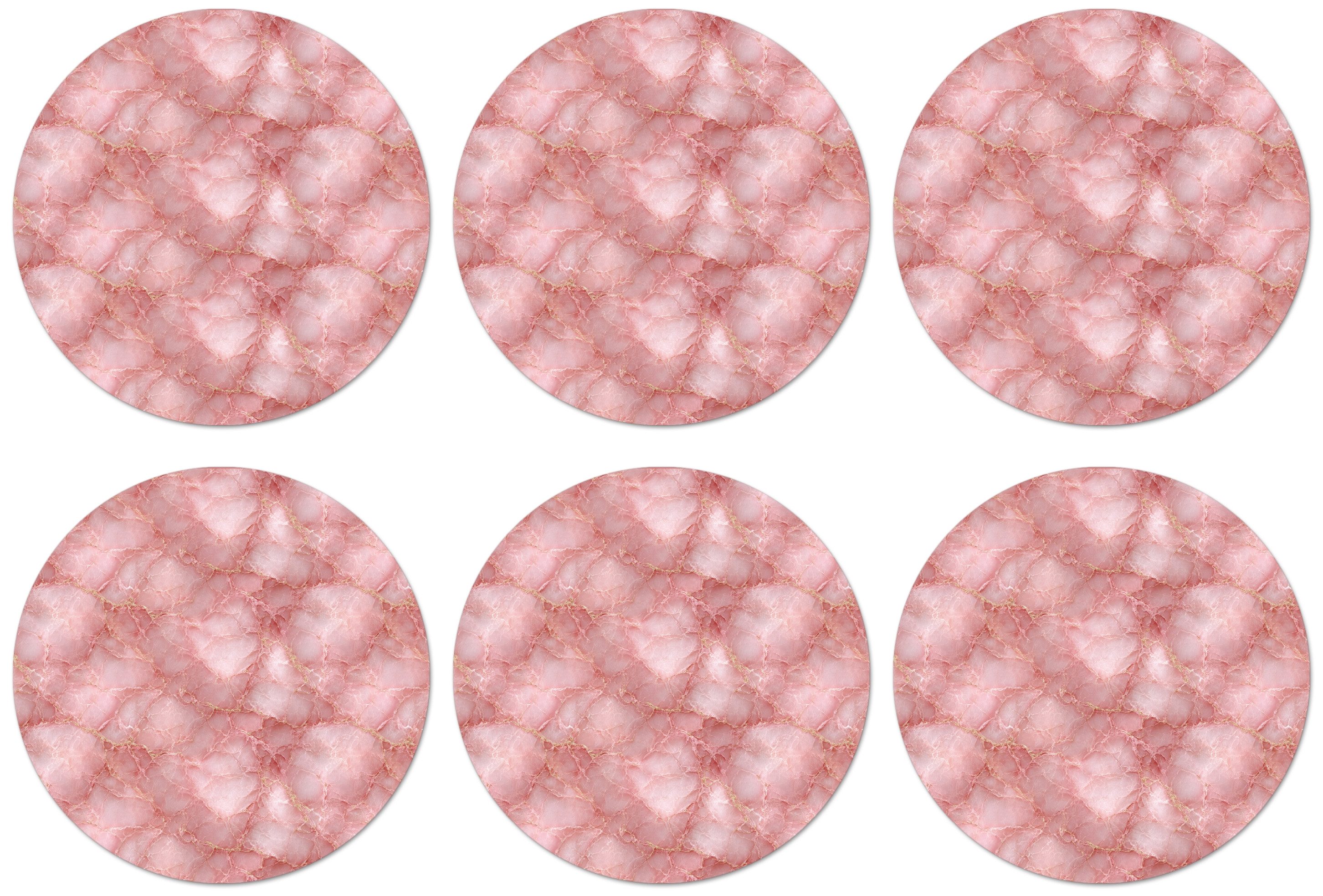 MuchoWow Glasuntersetzer Rosa - Quarz - Gold - Marmor, Zubehör für Gläser, 6-tlg., Getränkeuntersetzer, Rund, Tassenuntersetzer Kork, 10x10 cm