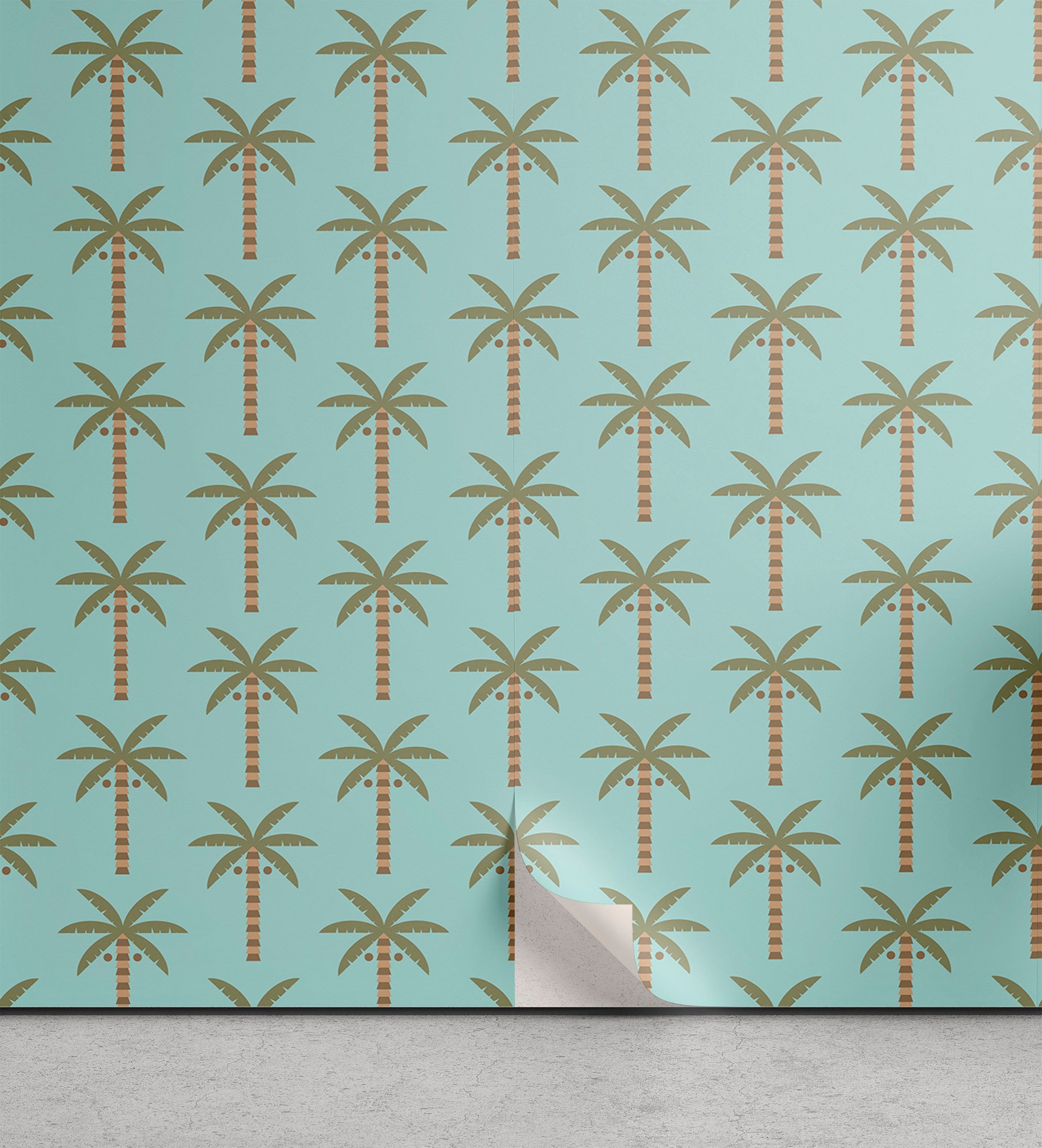 Abakuhaus Vinyltapete selbstklebendes Wohnzimmer Küchenakzent, Tropisch Exotische Kokosnusspalmen