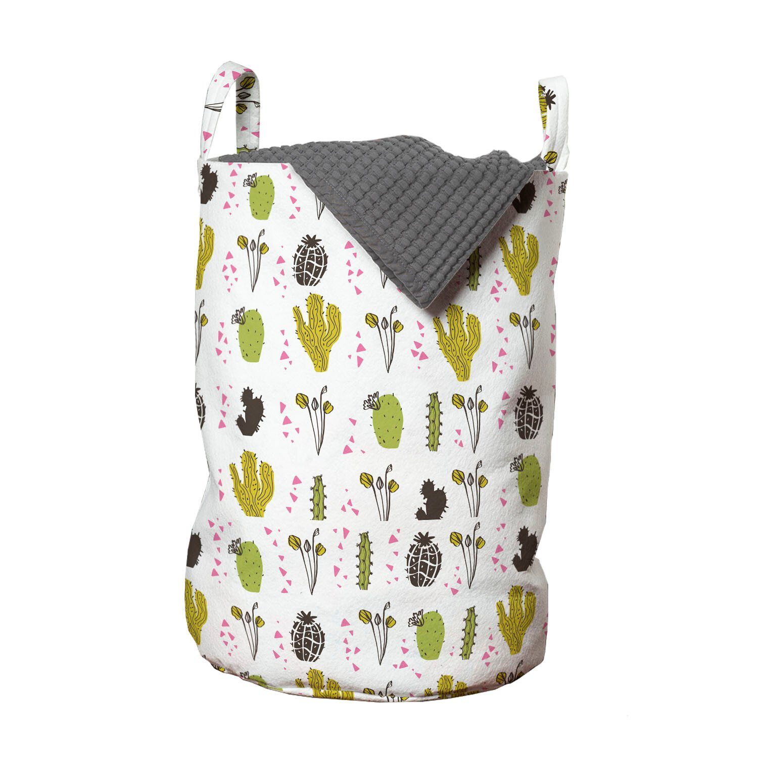 Abakuhaus Wäschesäckchen Wäschekorb mit Griffen Kordelzugverschluss für Waschsalons, Kaktus Botanischer Kleines Triangles