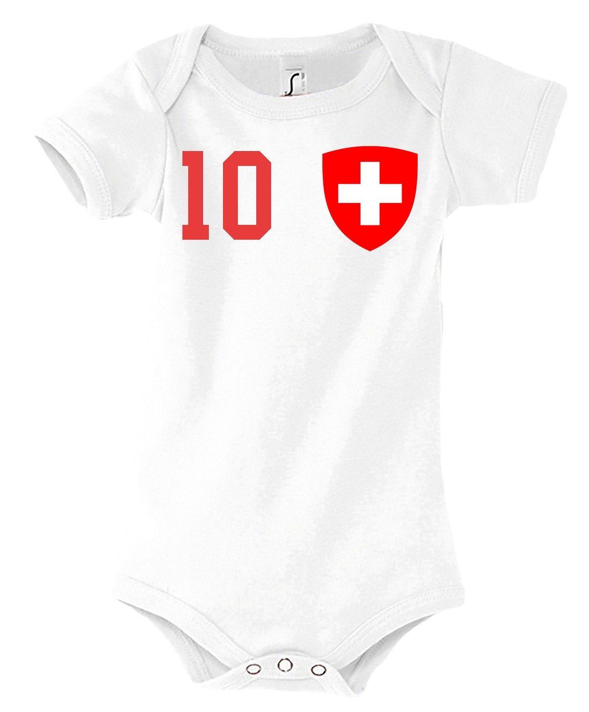 Youth Designz Kurzarmbody Schweiz Kinder Baby Body Strampler mit trendigem Motiv Weiß