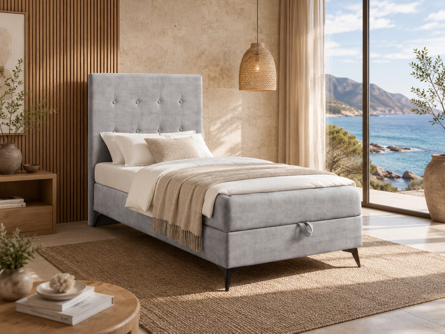 Best for Home Boxspringbett K15 Single SLIM mit Bettkasten & Bonellfederkern, Topper H3 (Boxspringbett Set, 1-St., 70x200 80x200 90x200 100x200 cm), mit oder ohne Topper, Flexible Liefermöglichkeiten, Handwerksqualität