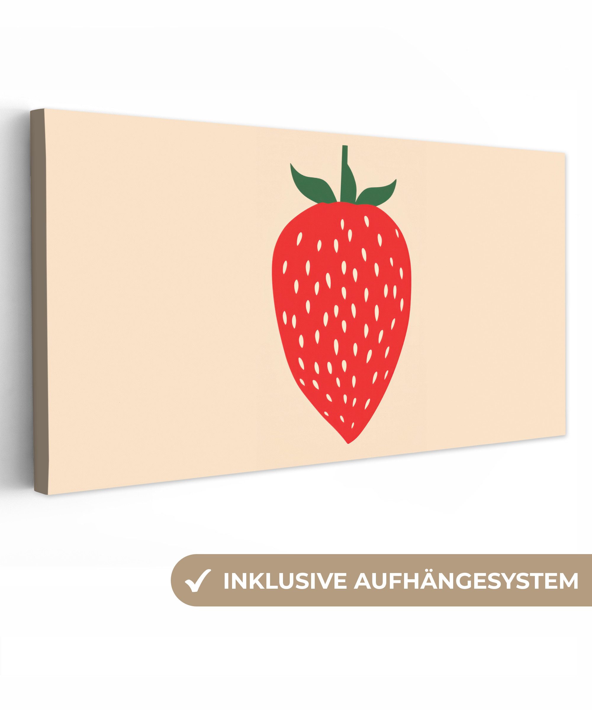 OneMillionCanvasses® Leinwandbild Panorama Erdbeere - Rot günstig online kaufen