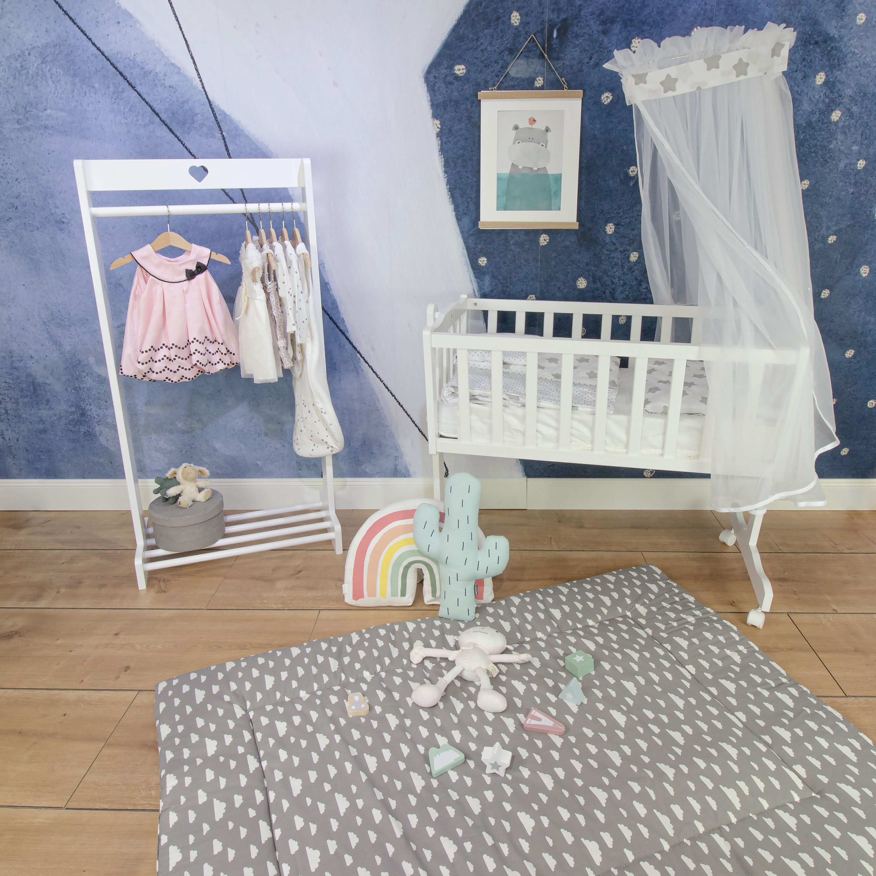 Krabbeldecke Clara (140x100cm) mit Wolken-Muster, Puckdaddy GmbH