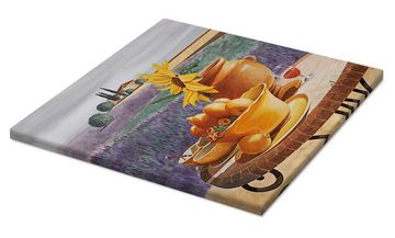 Posterlounge Leinwandbild Franz Heigl, Provenzalisches Gedeck, Küche Mediterran Malerei