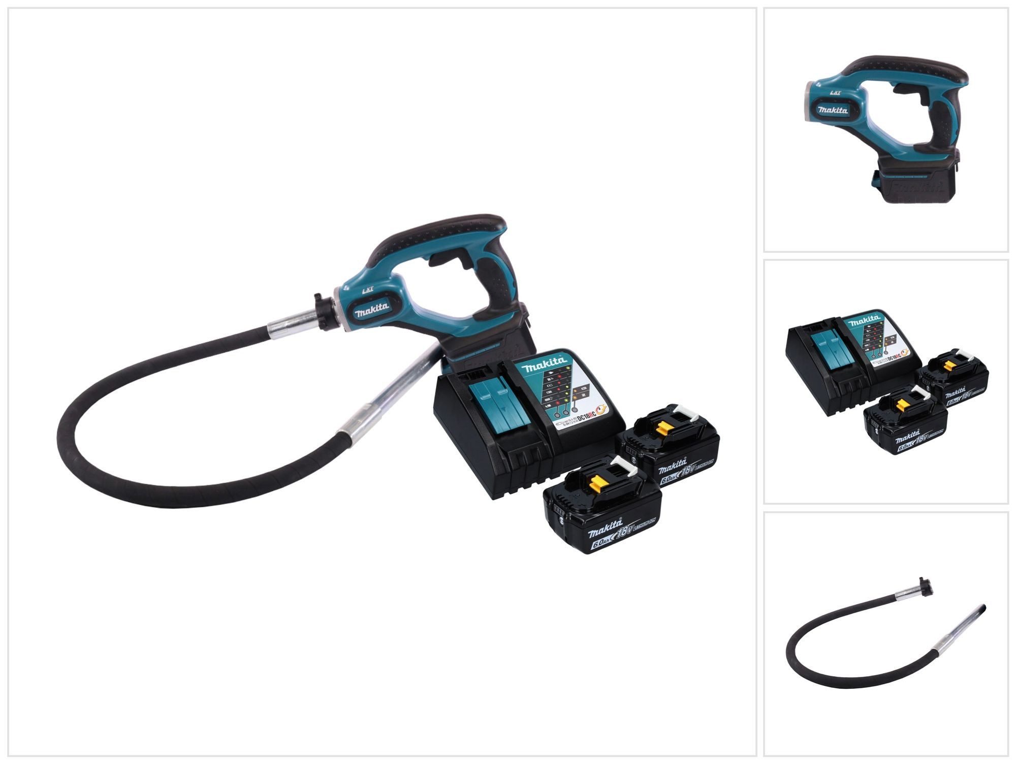 Makita Rührwerk DVR 450 RG Akku Betonverdichter 18 V 1,2 m + 2x Akku 6,0 Ah + Ladeger