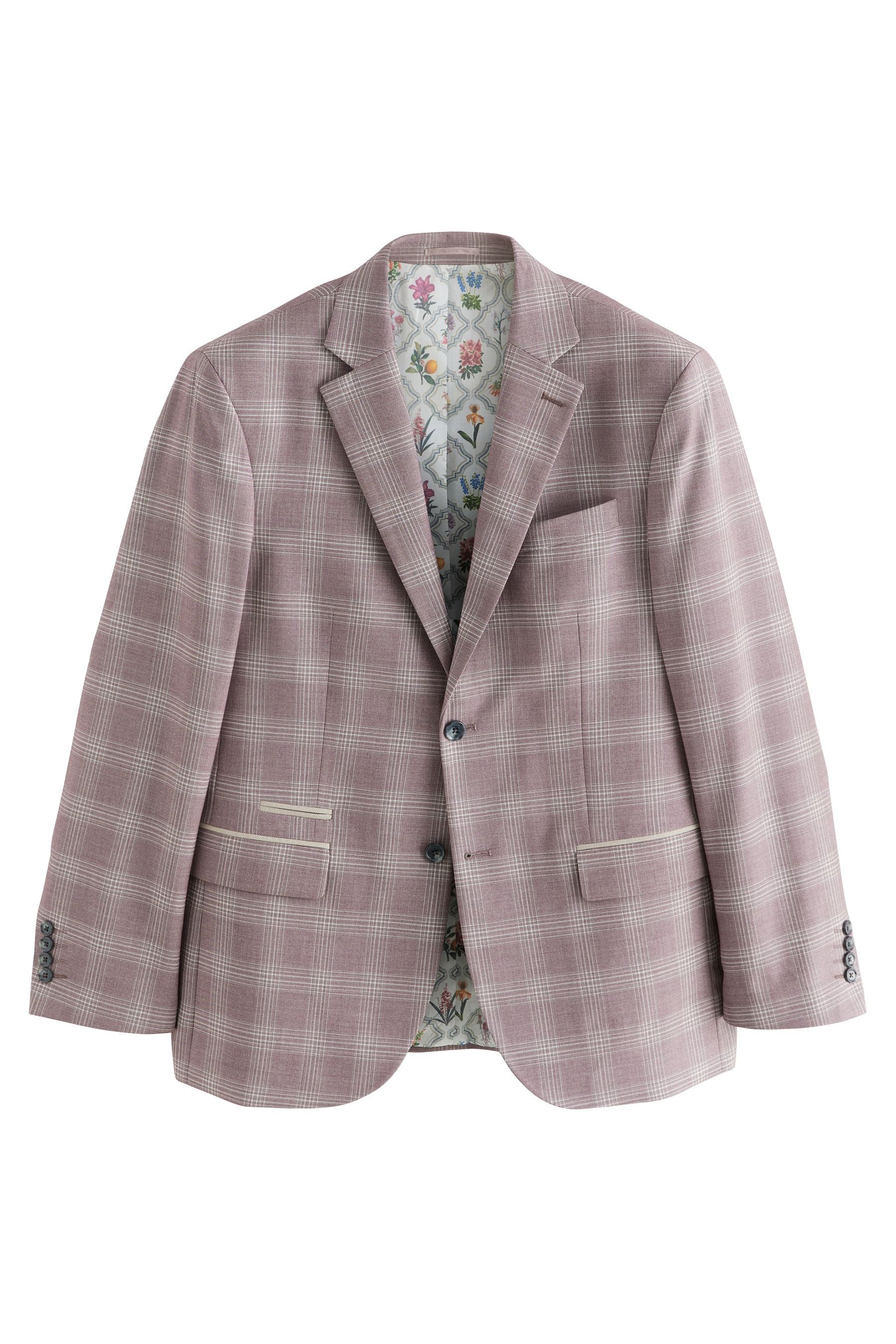 Next Sakko Anzugsakko mit Besatz und Karomuster (1-tlg) günstig online kaufen
