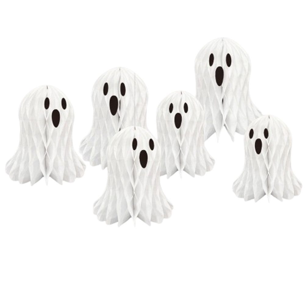 CLTYQ Papierdekoration 10-teiliges Honeycomb Weiße Wabenball-Dekoration 20-30cm, für Halloween Party-Deko - Papier Geister mit Aufhängefäden