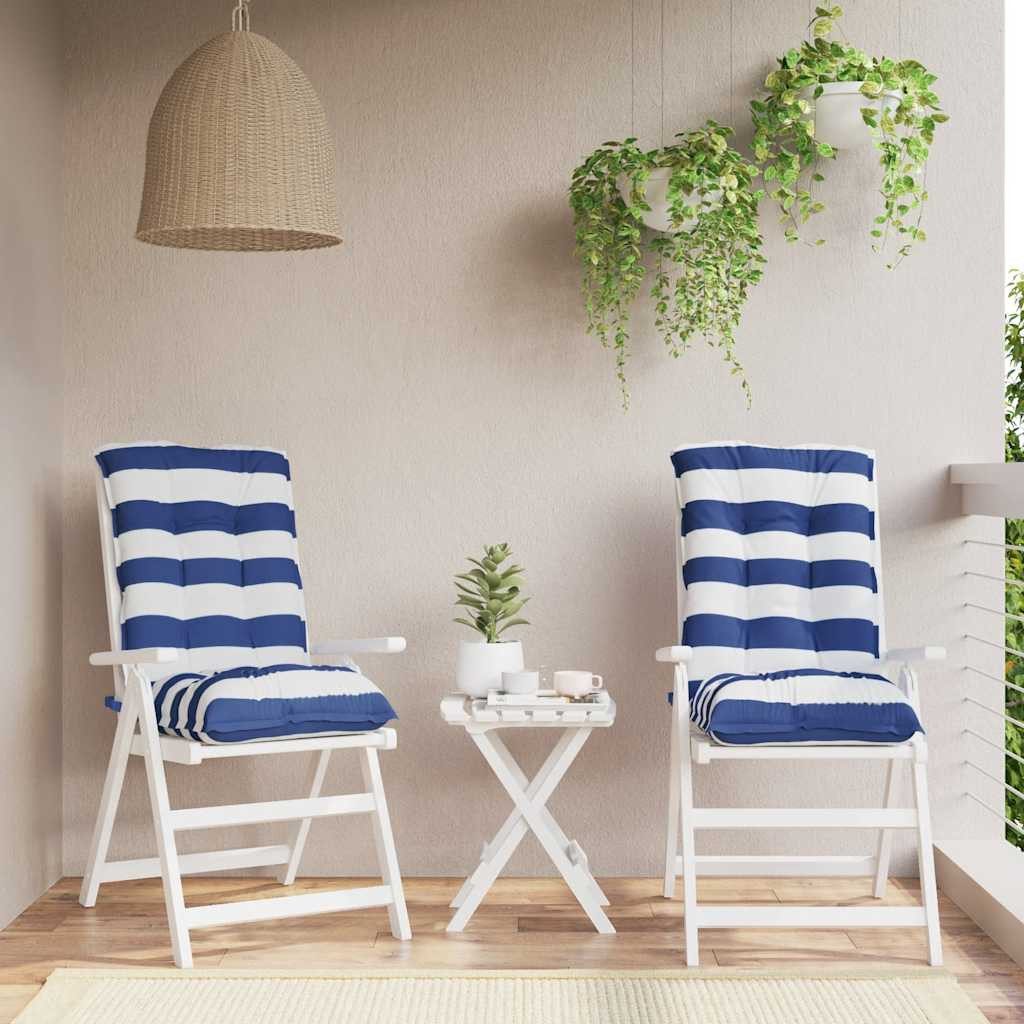 vidaXL Sitzkissen vidaXL Outdoor-Kissen 2 stk. Stoff Blau-weiß gestreift 100 x 50 x 7 cm