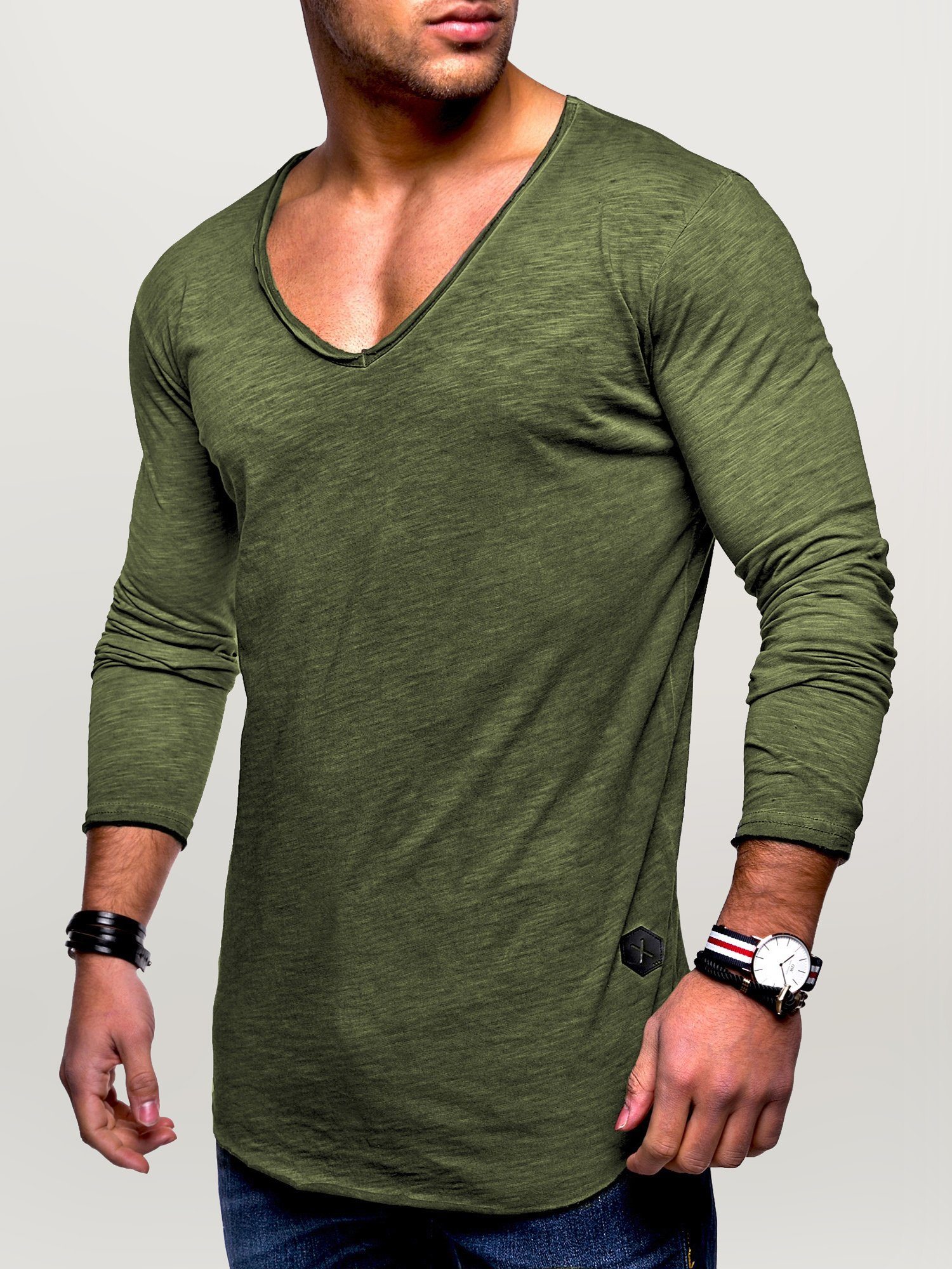 behype Langarmshirt "NUKE L/S" mit V-Ausschnitt günstig online kaufen