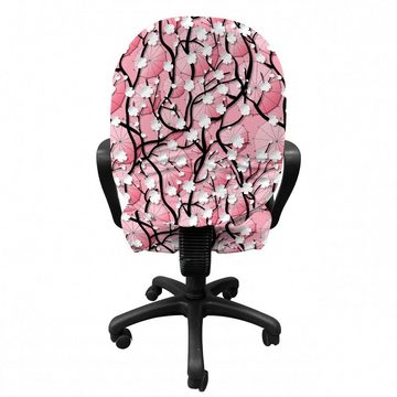 Bürostuhlhusse dekorative Schutzhülle aus Stretchgewebe, Abakuhaus, Rosa Sakura Baum Regenschirme