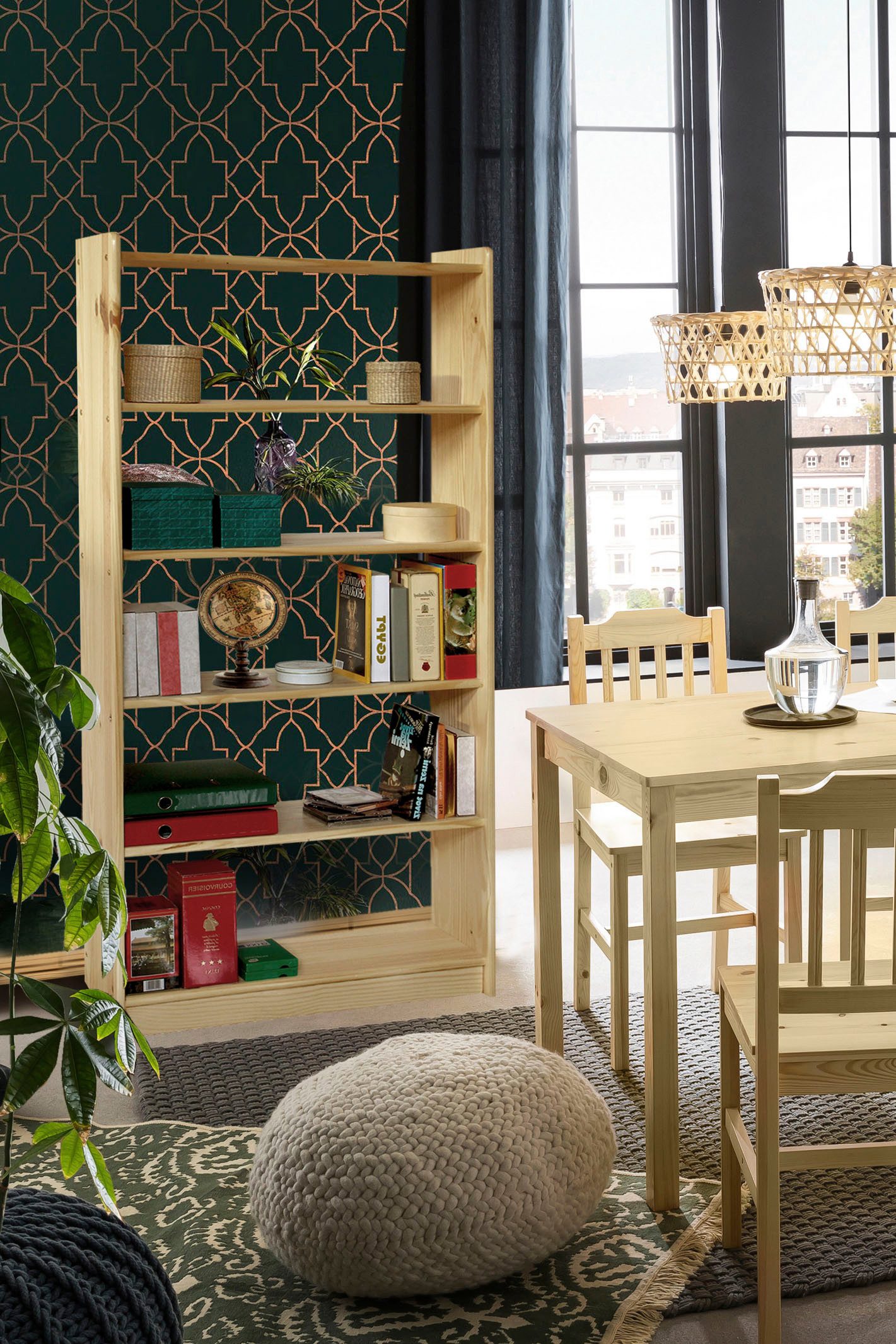 MÖBILIA Bücherregal, 1-tlg., gefertigt aus massivem Kiefernholz