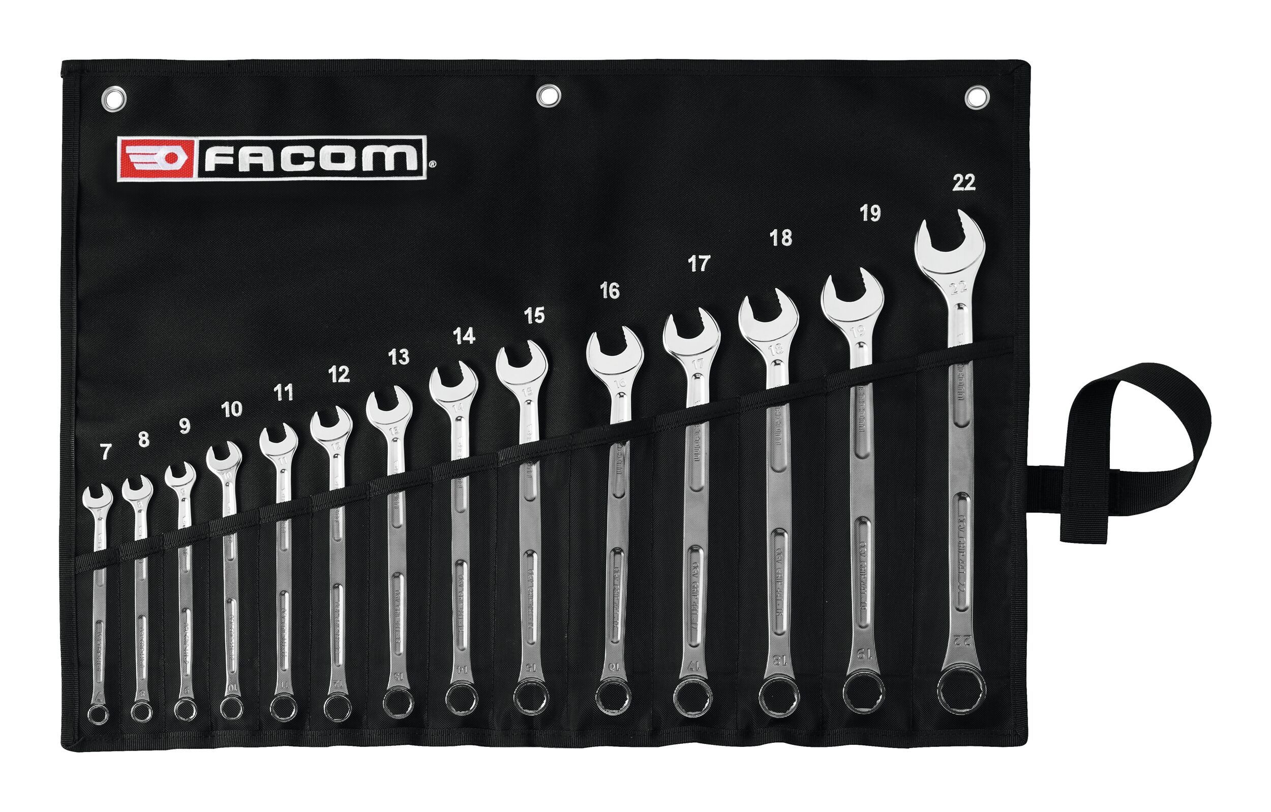 Facom Maulschlüssel (14 St), Ringmaulschlüssel-Satz OGV in Rolltasche