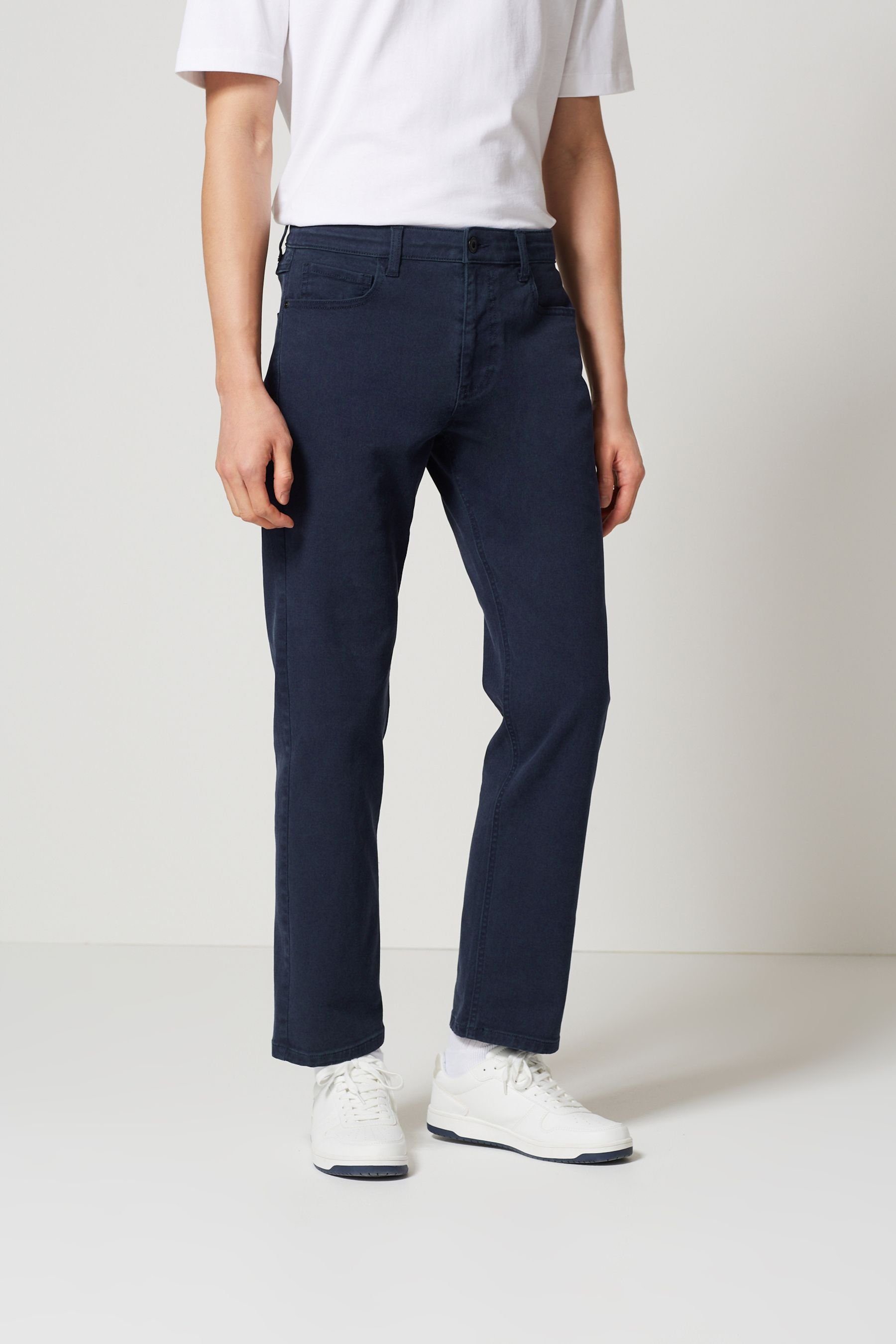 Navy Stretch-Jeans (1-tlg) Straight Fit Next Gefärbte Straight-Jeans