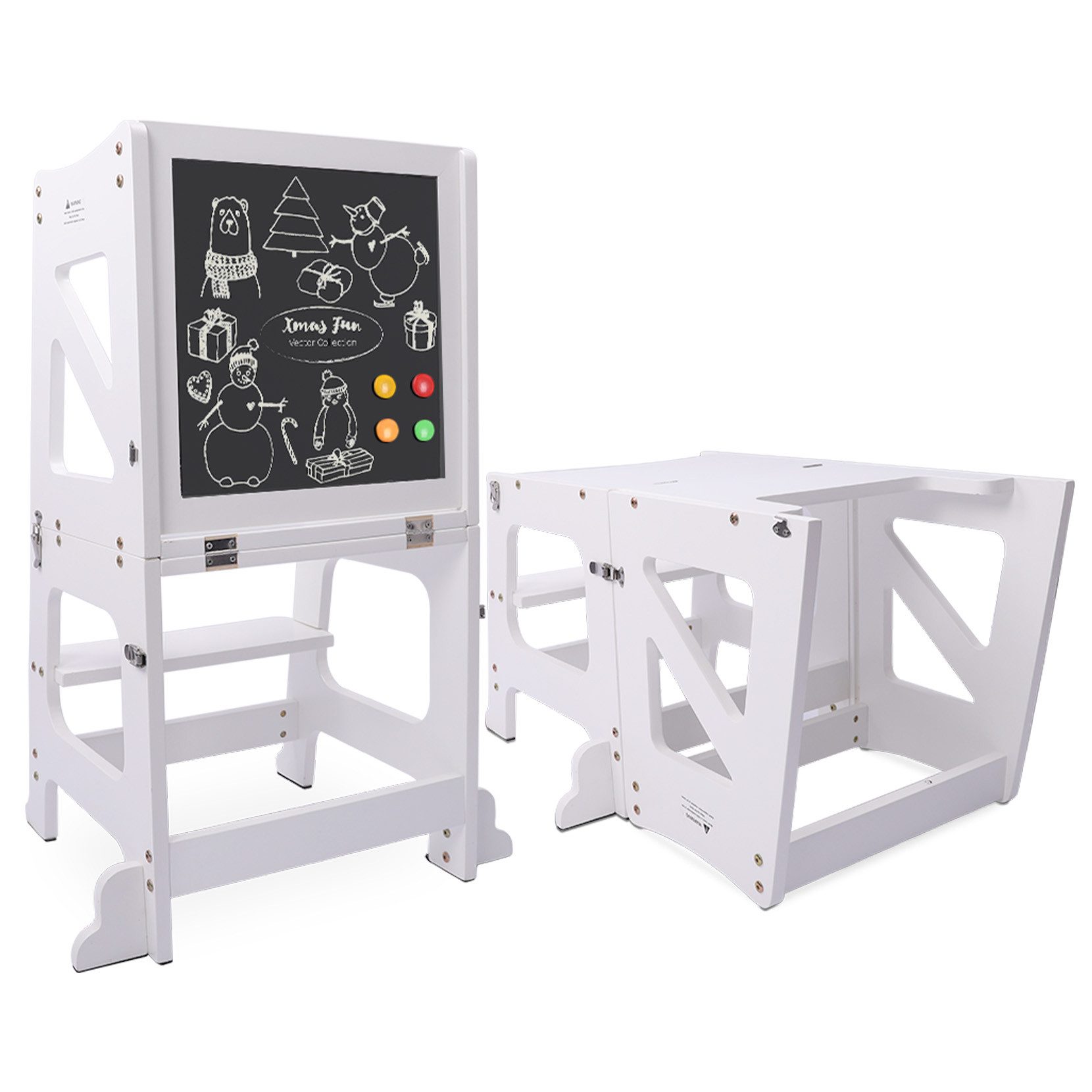 OUNUO Kinderstuhl Klappbarer Tritthocker Lernturm mit Zeichenbrett, für Kin günstig online kaufen