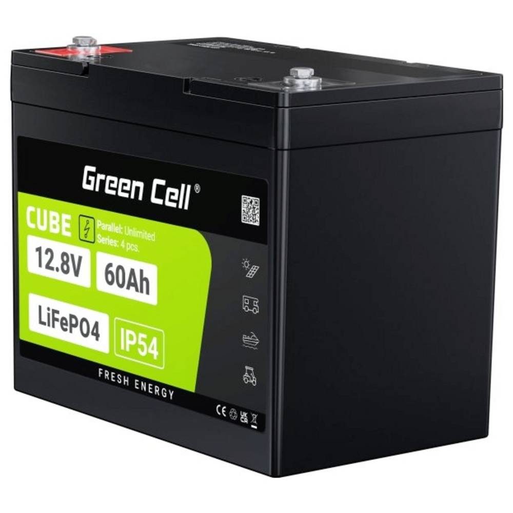 Green Cell Akku 60Ah 12.8V 768Wh Lithium-Eisen-Phosphat Batterie GC-LFPGC12V60AH Akku, Schraubkontakt