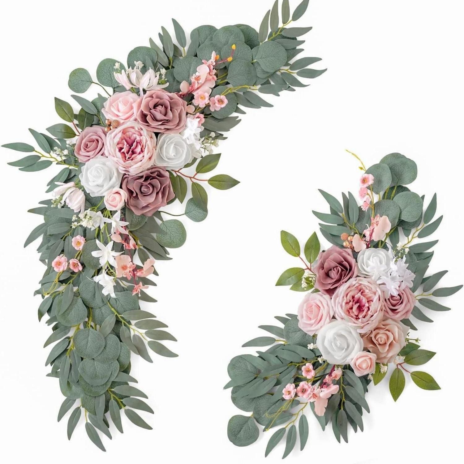 Kunstgirlande Hochzeitsbogen Blumen Set Rosa 70x36cm, LuxusKollektion, Höhe 5 cm