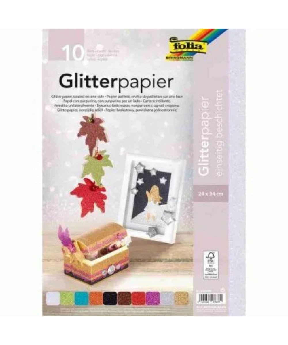 Folia Designpapier folia Glitterpapier farbsortiert 170 g/qm 1 Pack, Kreiere eigene Grußkarten, dekoriere Schachteln