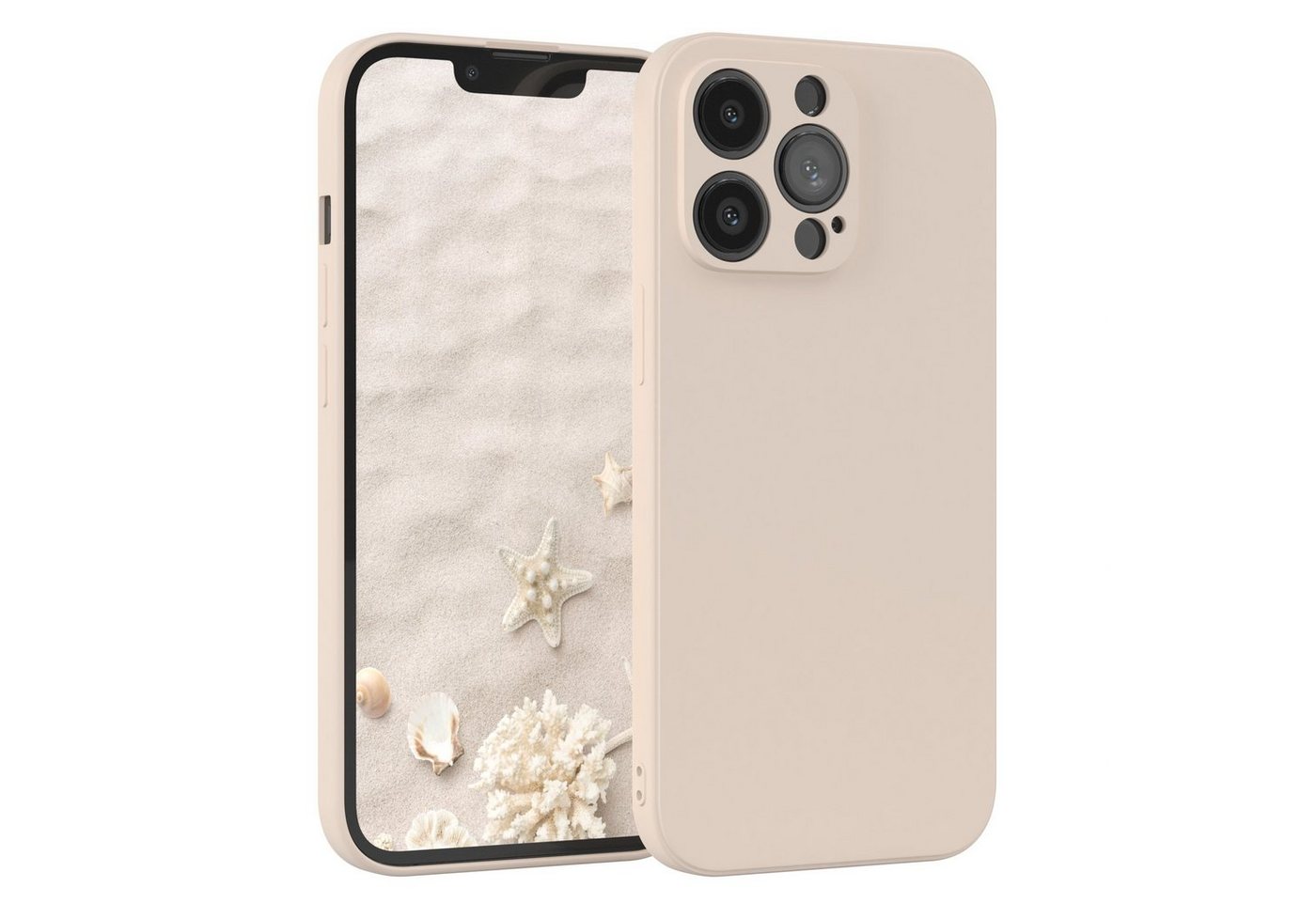 EAZY CASE Handyhülle für Apple iPhone 13 Pro Hülle Silikon 6,1 Zoll, Bumper Case Matt Slimcover Silikonschutzhülle elastisch Taupe / Beige