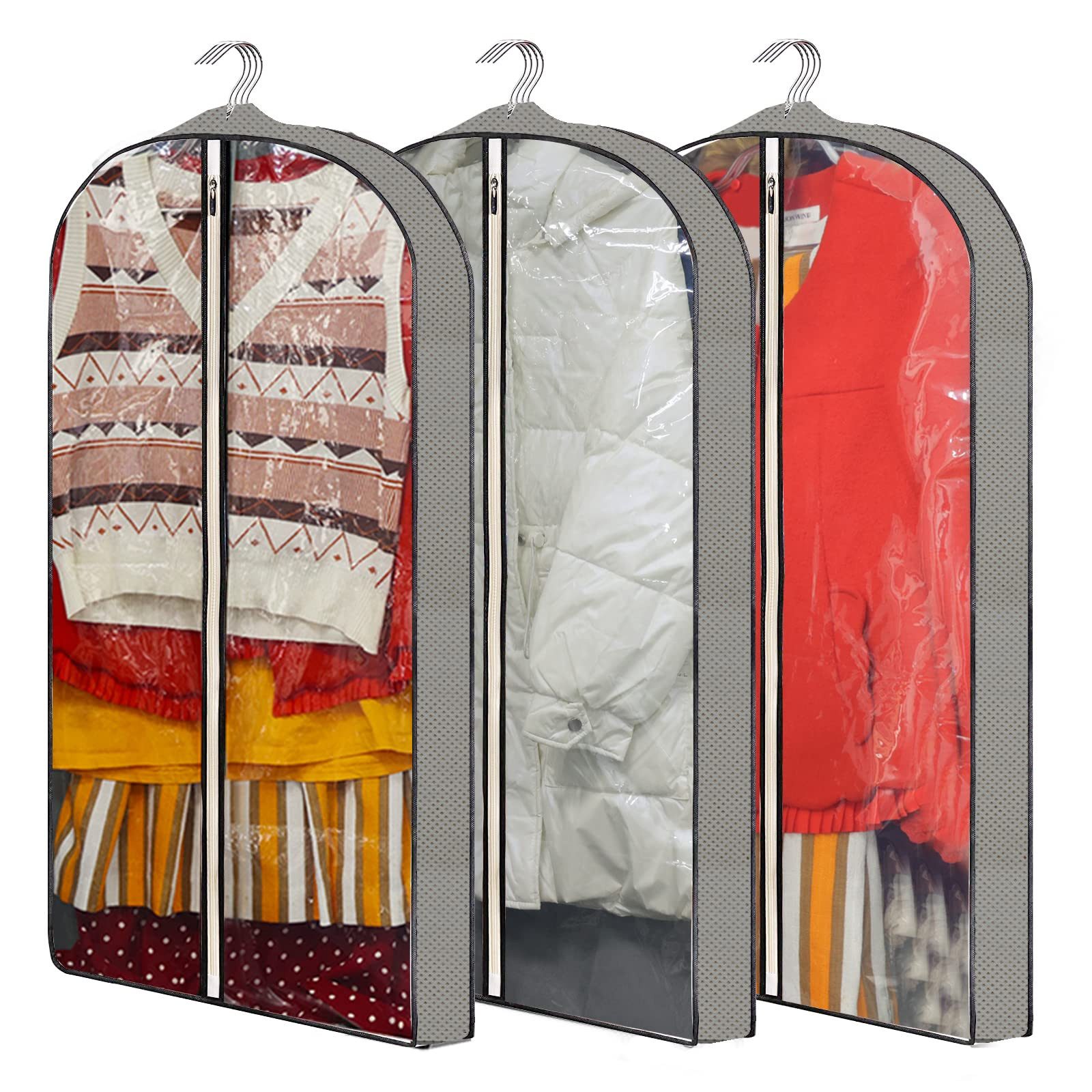 Kaket Kleiderschutzhülle Kleiderschutzhülle Set, Kleidersack Transparent Kleidersäcke (3 St) Mottenschutz Wasserdicht, MEHRWEG