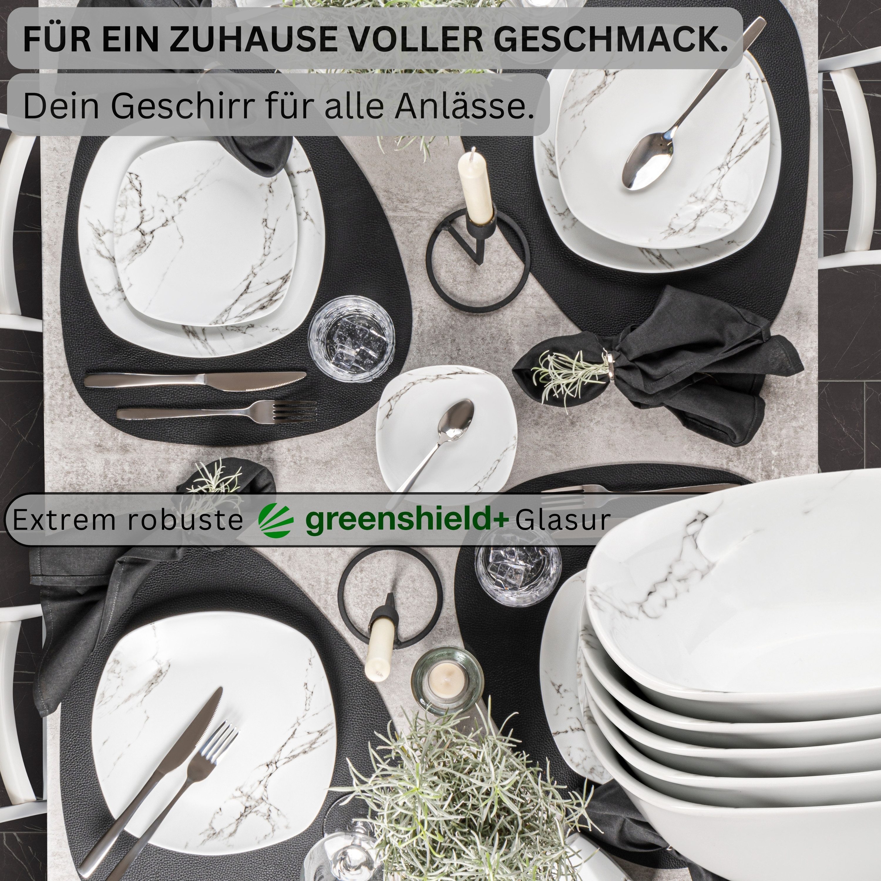SÄNGER Müslischale Bilgola Marmor, Porzellan, (Set, 6-tlg), Marmor Design, 6x Müslischalen, Erweiterbar, PREMIUM COLLECTION