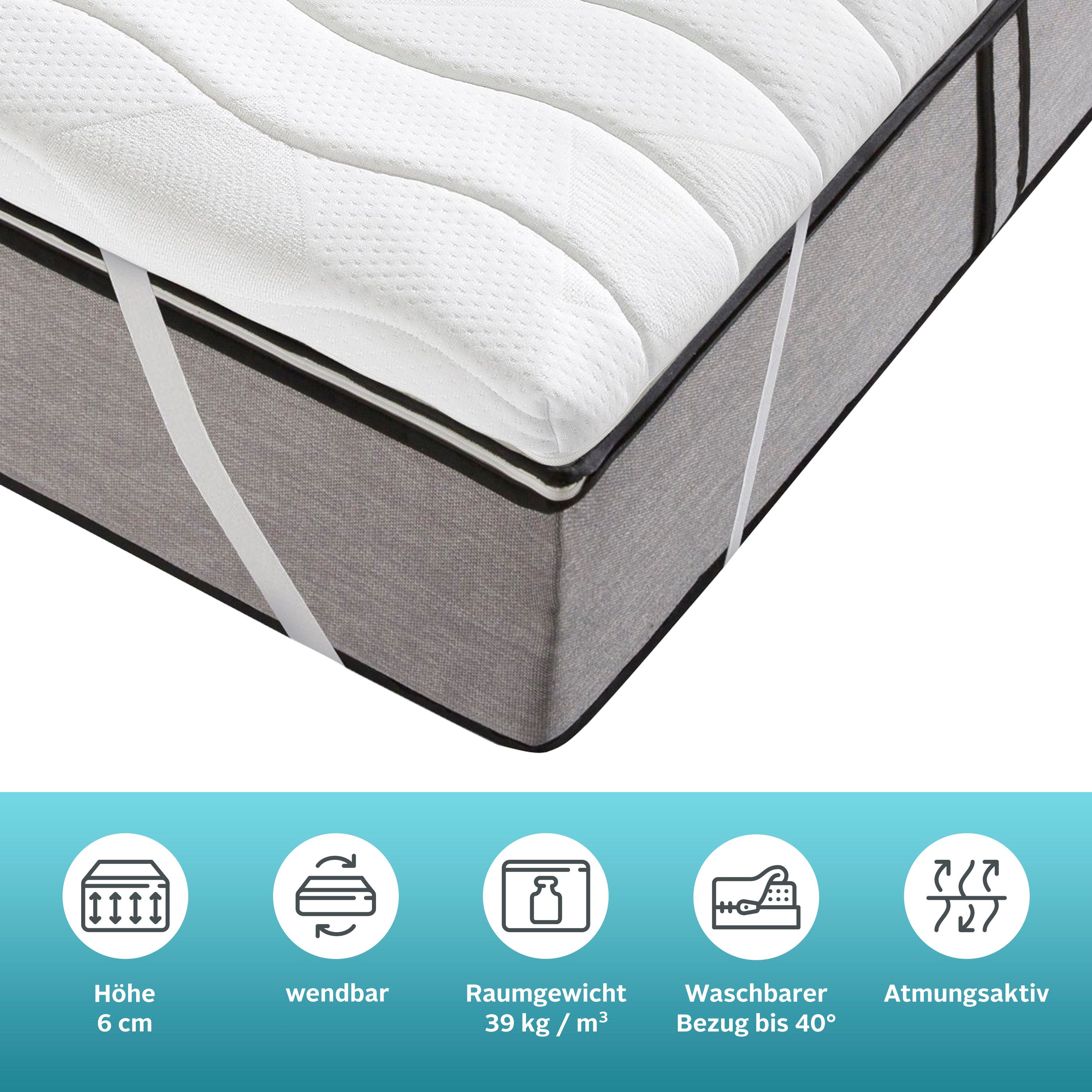 Älgdröm, Topper Tornby Topper 90x200 cm,180x200 cm, in 4 Härtegraden, 6 cm hoch, Hybridschaum, Komfortschaum, Matratze & Boxspringbett, Hausstauballergiker geeignet, langlebig
