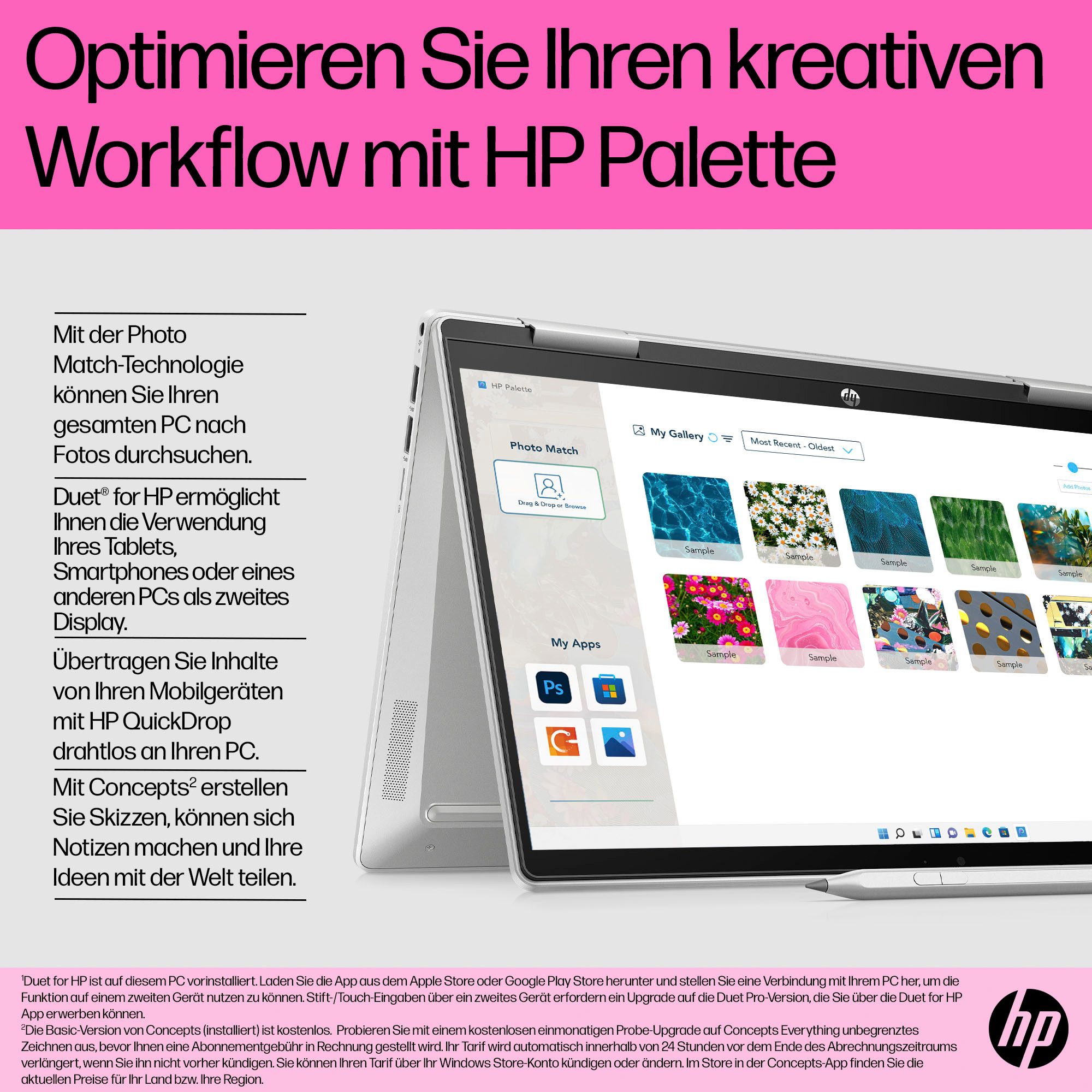 HP Pavilion 14-ek1274ng Convertible Notebook (35,6 cm/14 Zoll, Intel Core i7 1355U, Iris Xe Graphics, 512 GB SSD)