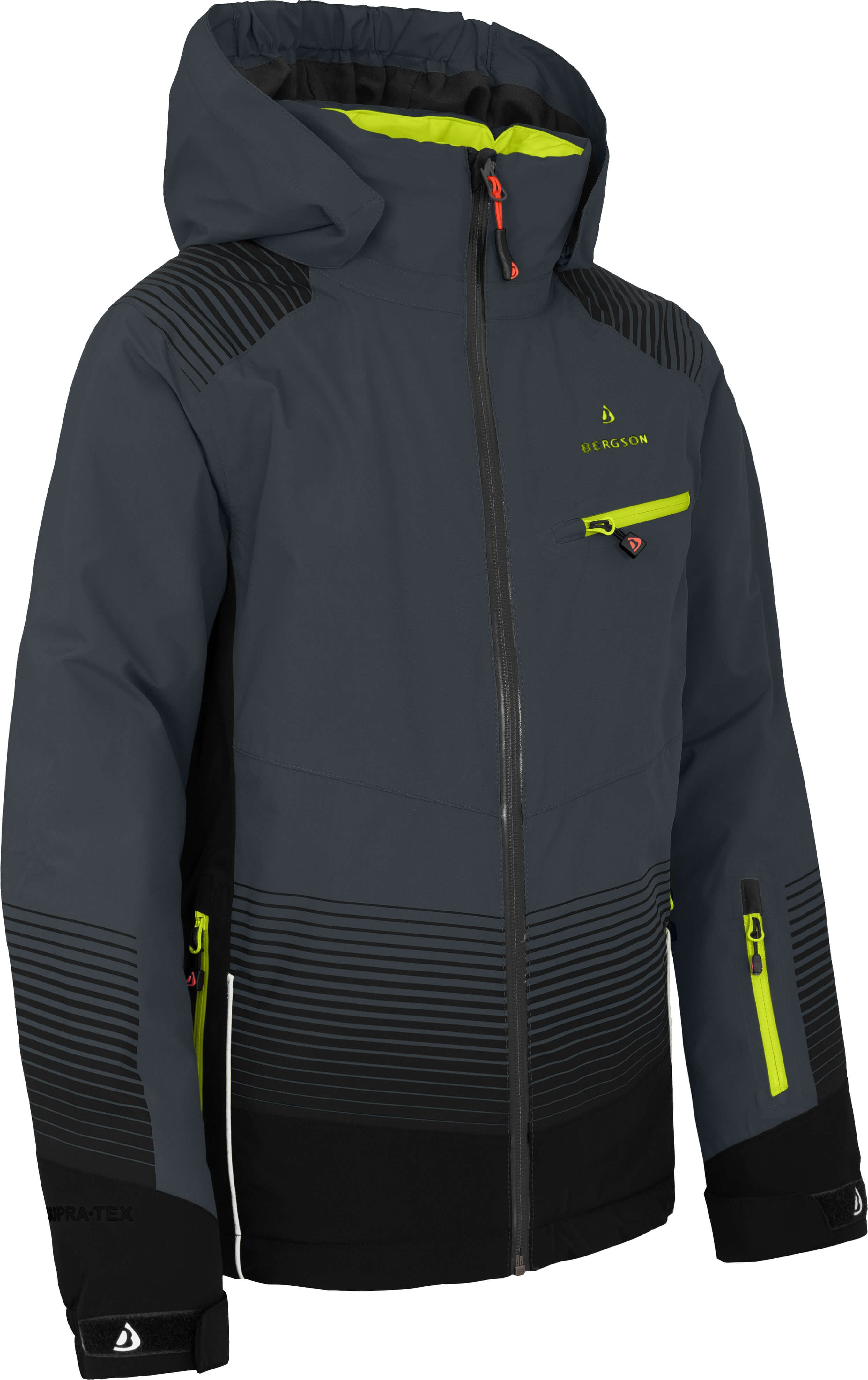 Bergson Skijacke VEIKO Kinder Skijacke, warm, funktional und stylisch, Normalgrößen, dunkel