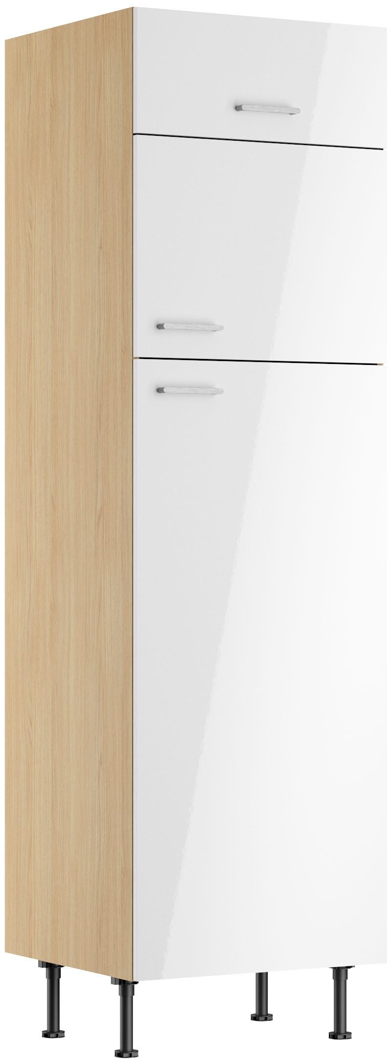 KOCHSTATION Kühlumbauschrank KS-Lucy Breite 60 cm, m. 2 Türen, 1 Klappe, Soft-Close, höhenverstellbare Füße