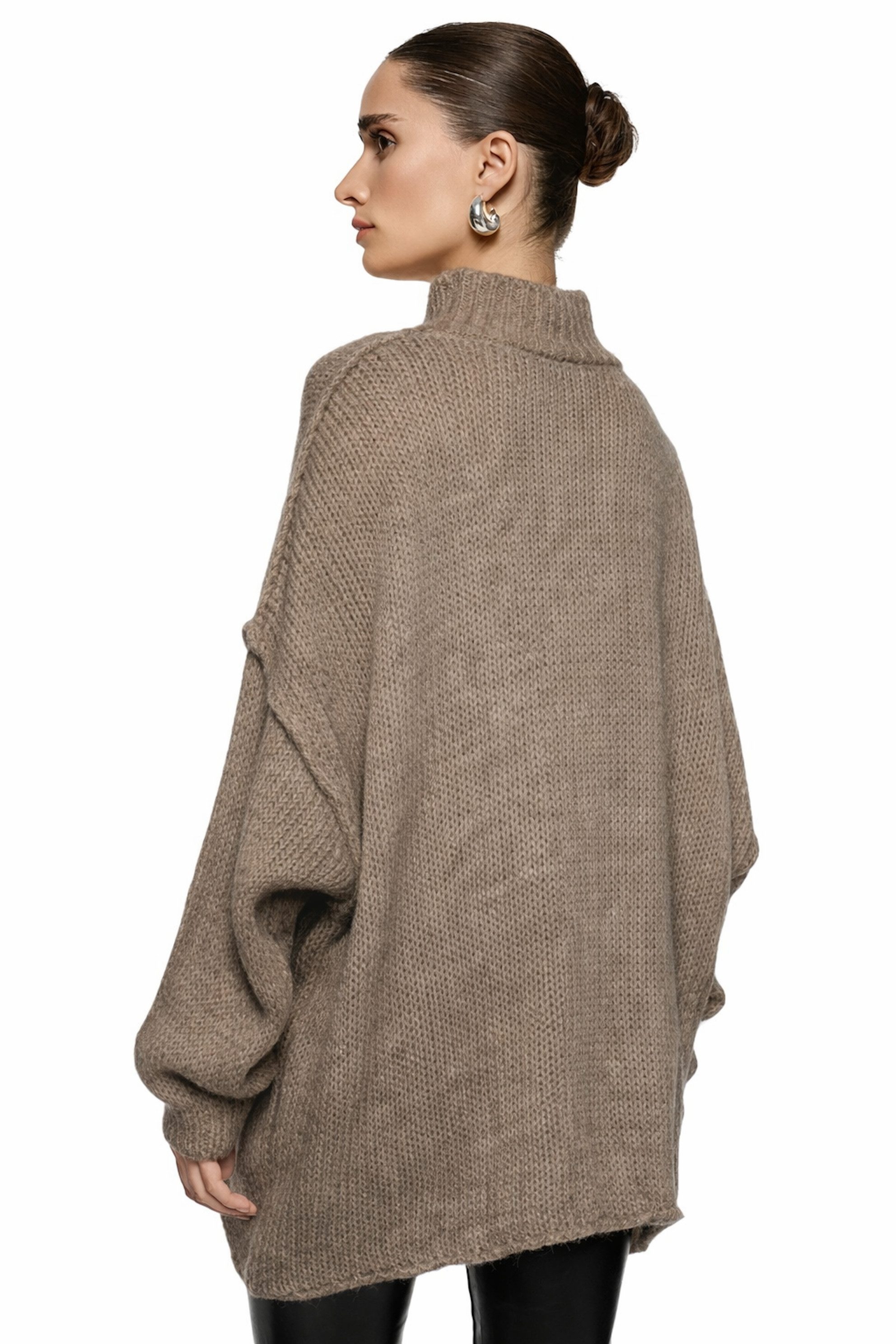 Worldclassca Longpullover WORLDCLASSCA Damen Oversize Strickpulllover Lang Pulli mit Steh Kragen Neue Kollektion - Stilvolle und gemütliche Strickmode für Damen