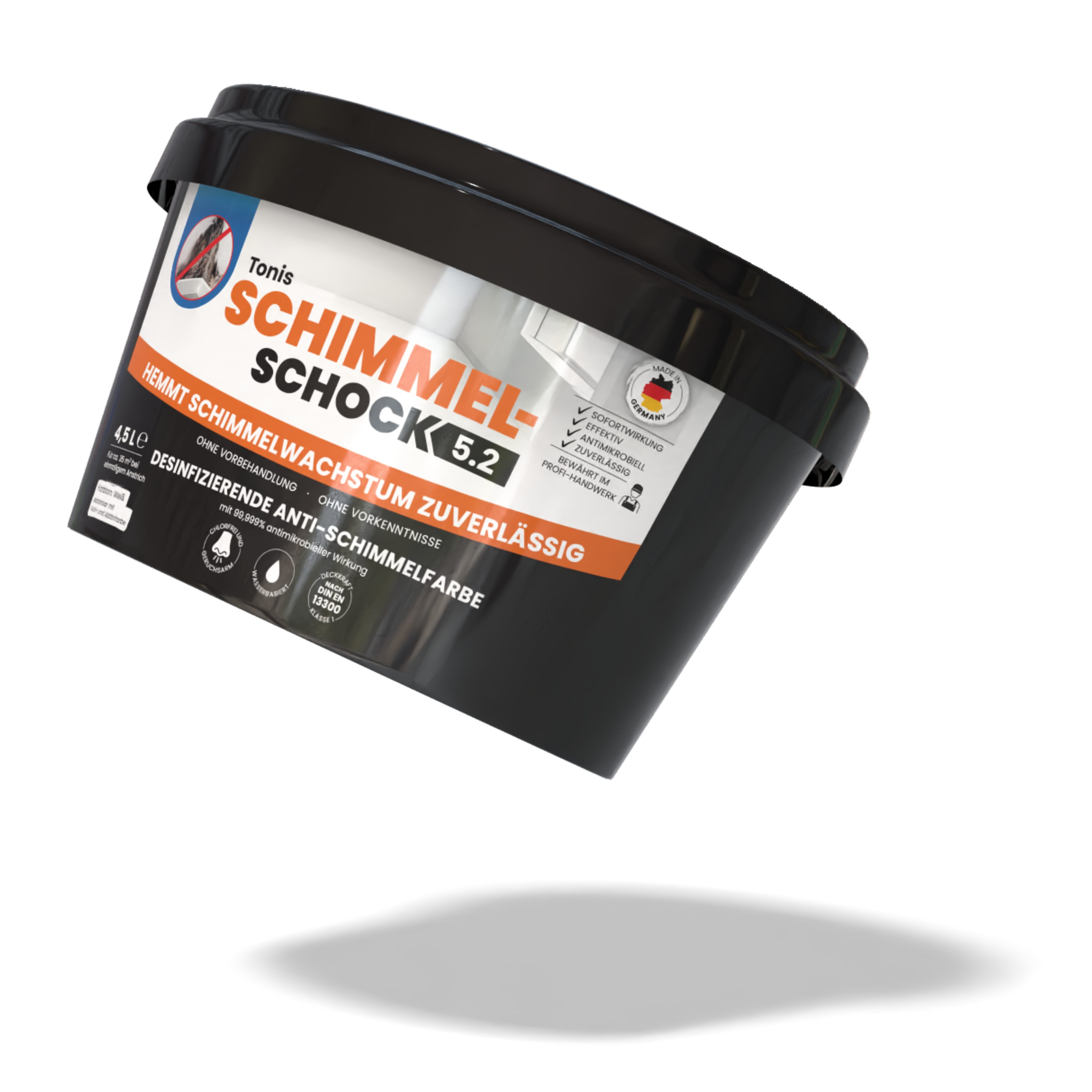 Tonis SCHIMMELSCHOCK Wandfarbe Anti-Schimmel-Farbe 5.2 - 4,5L, Schimmelblocker mit Langzeitwirkung, Anti-Schimmel – Bild 3 von 4