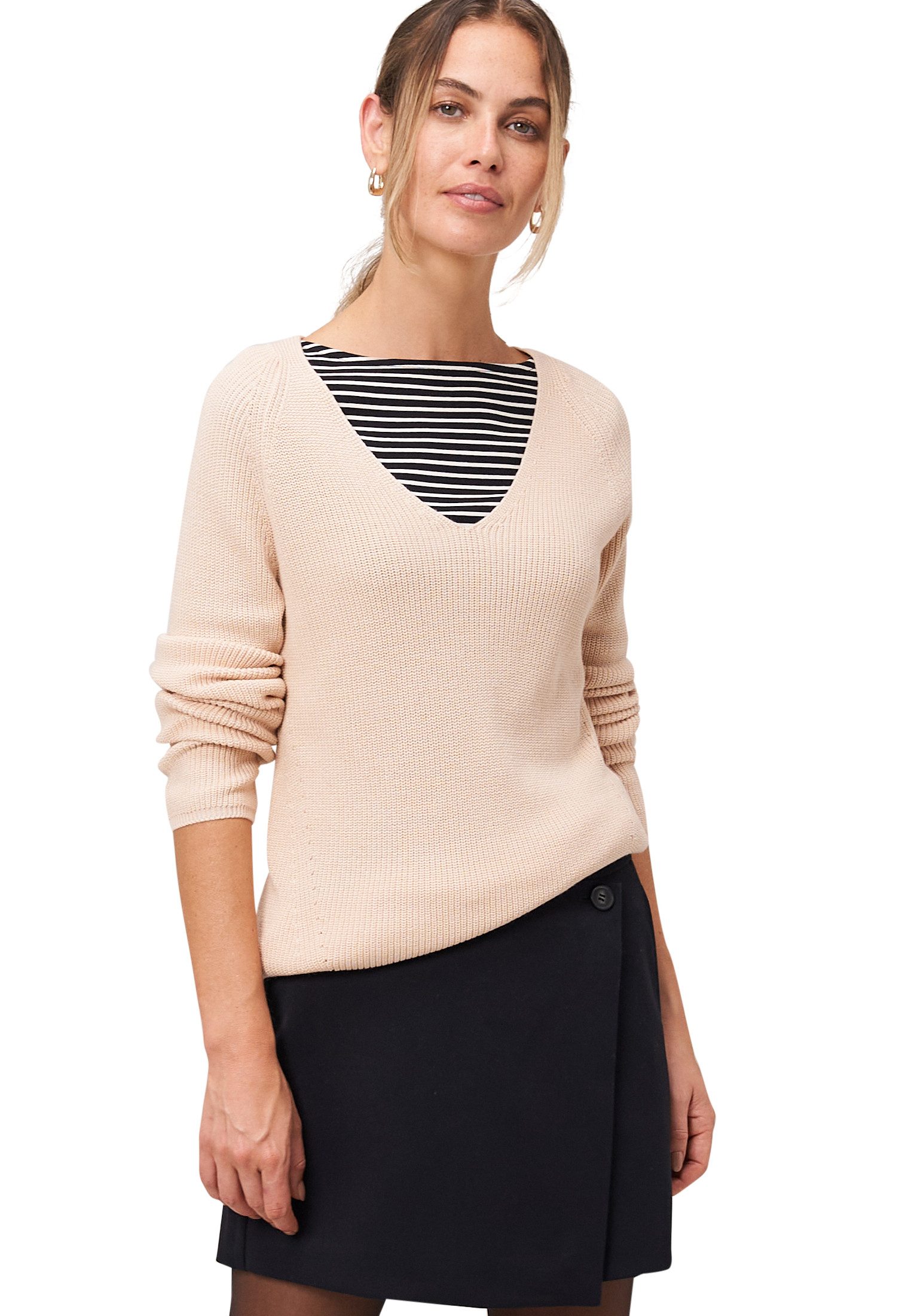Zero Strickpullover Damen mit V-Ausschnitt (1-tlg) Plain/ohne Details günstig online kaufen