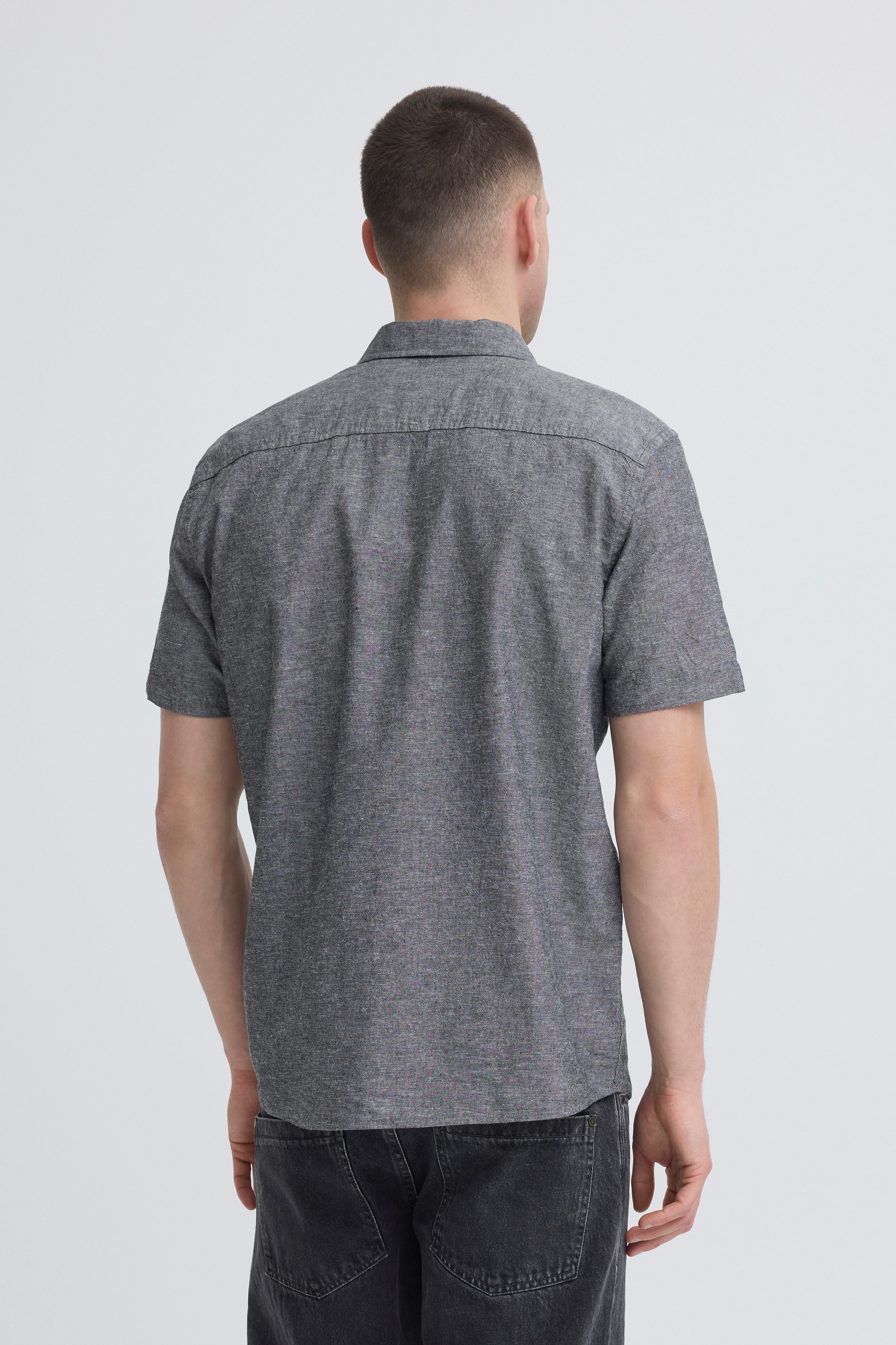 Blend Kurzarmhemd BHABAN SHIRT PP NOOS aus Baumwollmischung, mit Leinenoptik, Regular Fit, pflegeleicht