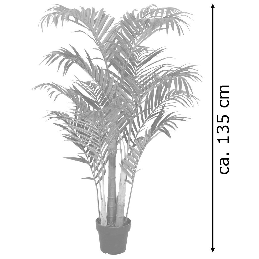 cm Pflanze Arekapalme Kunstpflanze Kunstpalme 135cm, Künstliche 135 Palme Decovego, Höhe Palmenbaum