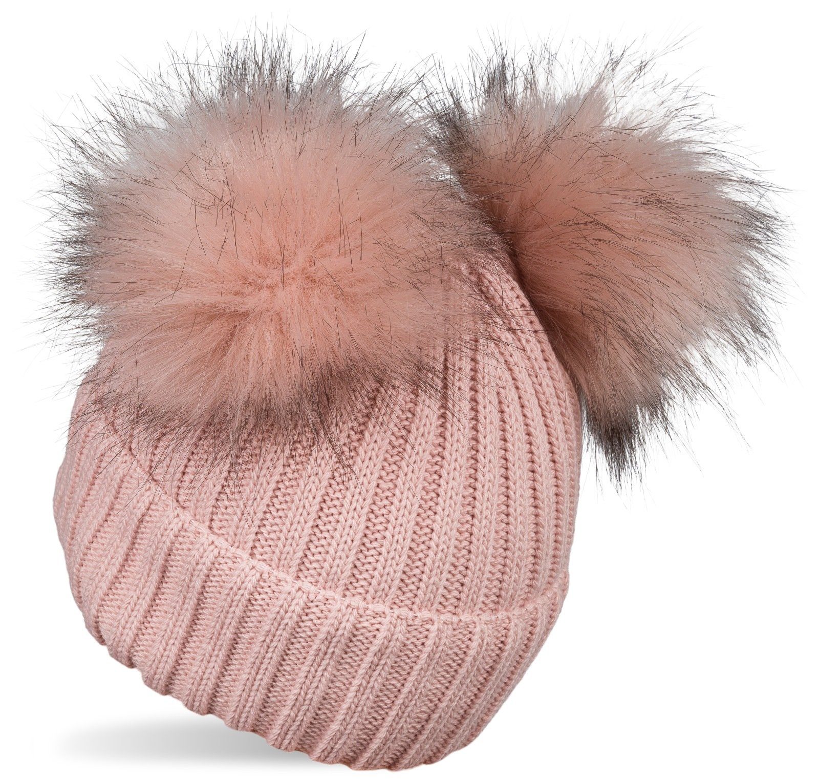 Wintermütze mit zwei Bommel hellgrau Wintermütze mit zwei Bommel hellgrau