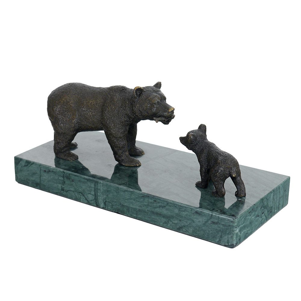 AFG Tierfigur Bronzefigur Tierfigur Skulptur Bär mit Junges aus Bronze