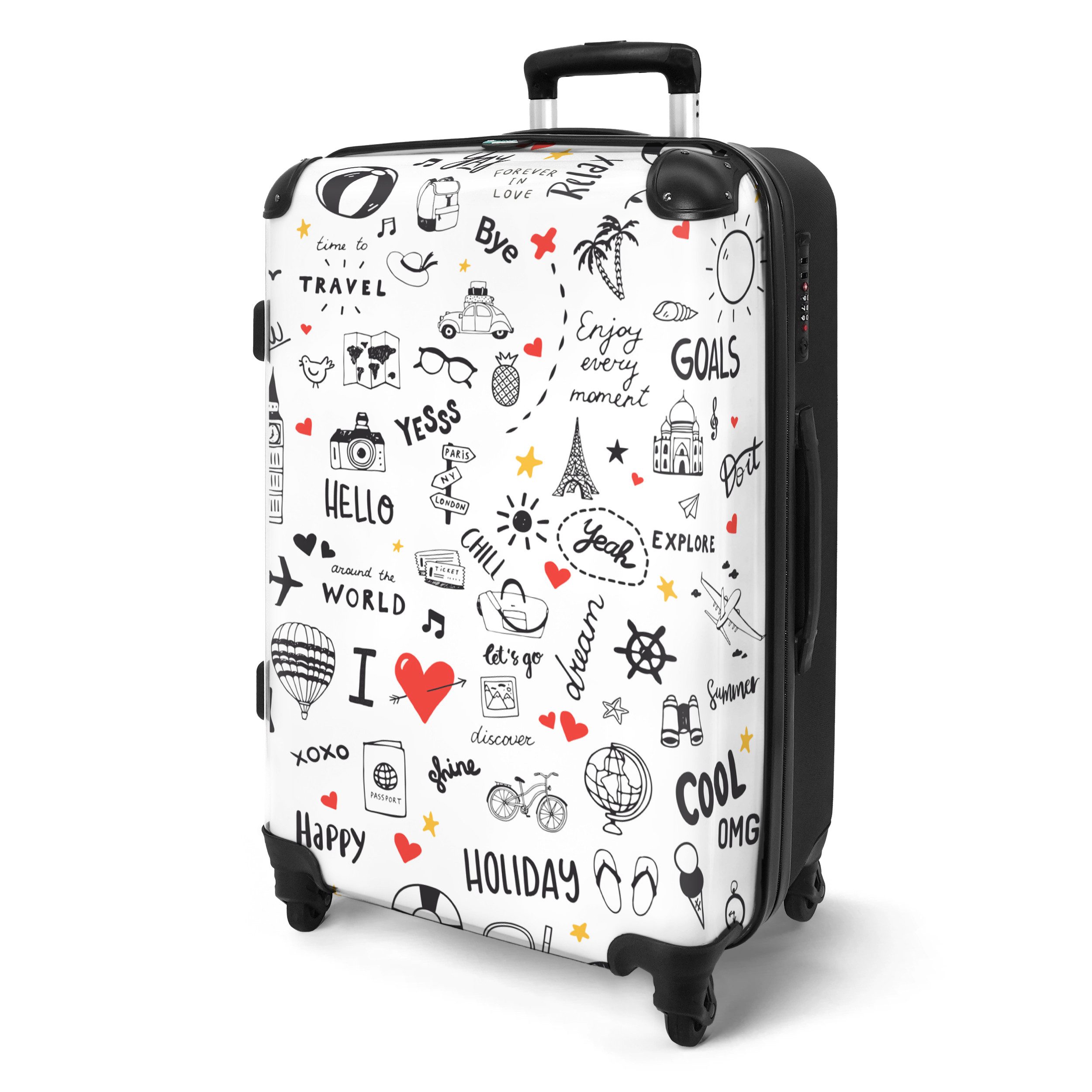 NoBoringSuitcases.com© Hartschalen-Trolley Muster - Kritzelei - Reisen - Ur günstig online kaufen