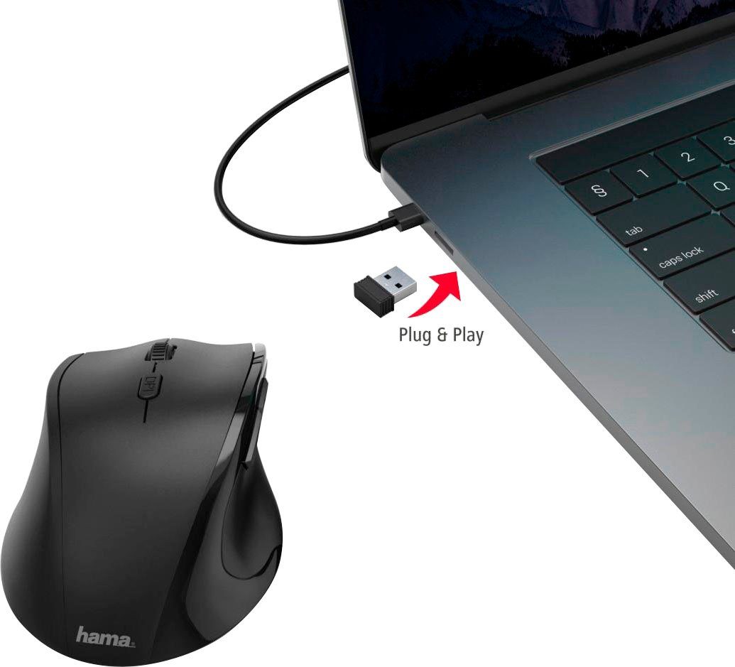 Hama Funk Linkshänder Maus, kabellose Computermaus Riano, 6 Tasten, optisch Maus