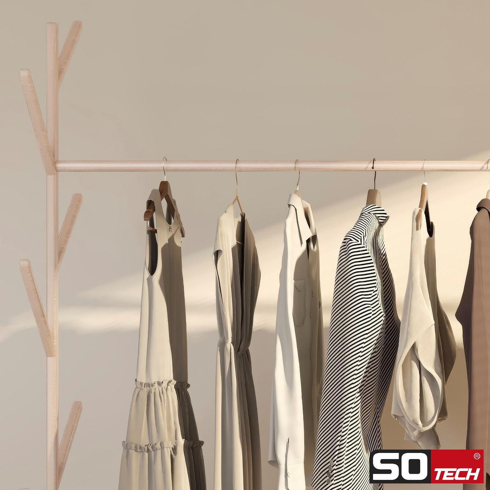 SO-TECH® Kleiderstange Garderobenstange Rundstab Holzstab zum Basteln Ø 30 mm Buche (1 St), Länge: 50 cm – Bild 4 von 5