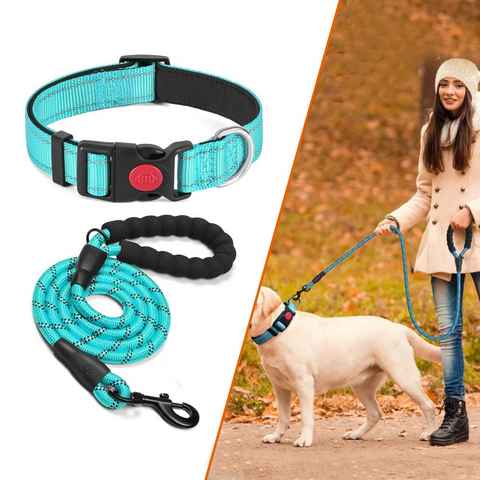 CALIYO Hunde-Halsband Hundehalsband,Reflektierendes Hundehalsband gepolstert, mit weichem Neopren atmungsaktiv einstellbar Nylon Hundehalsbänder