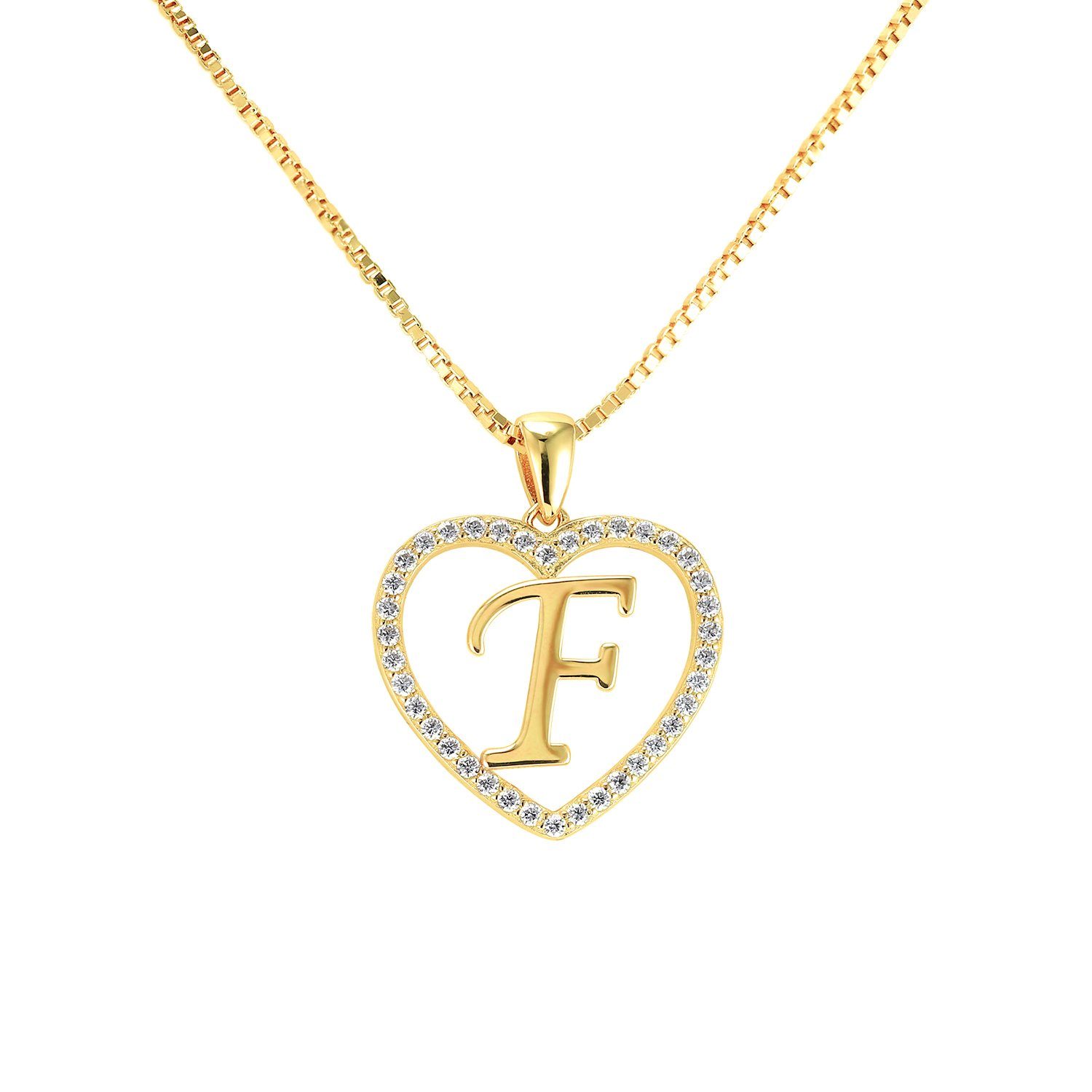 PAVELS Kette mit Anhänger Buchstabenketten Gold, Damen Halskette mit 18K Goldplattierung